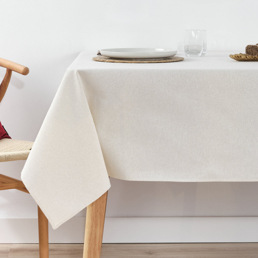 Waterproof stain-resistant cotton-lurex tablecloth, raw gold
