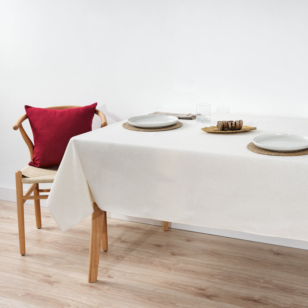Waterproof stain-resistant cotton-lurex tablecloth, raw gold