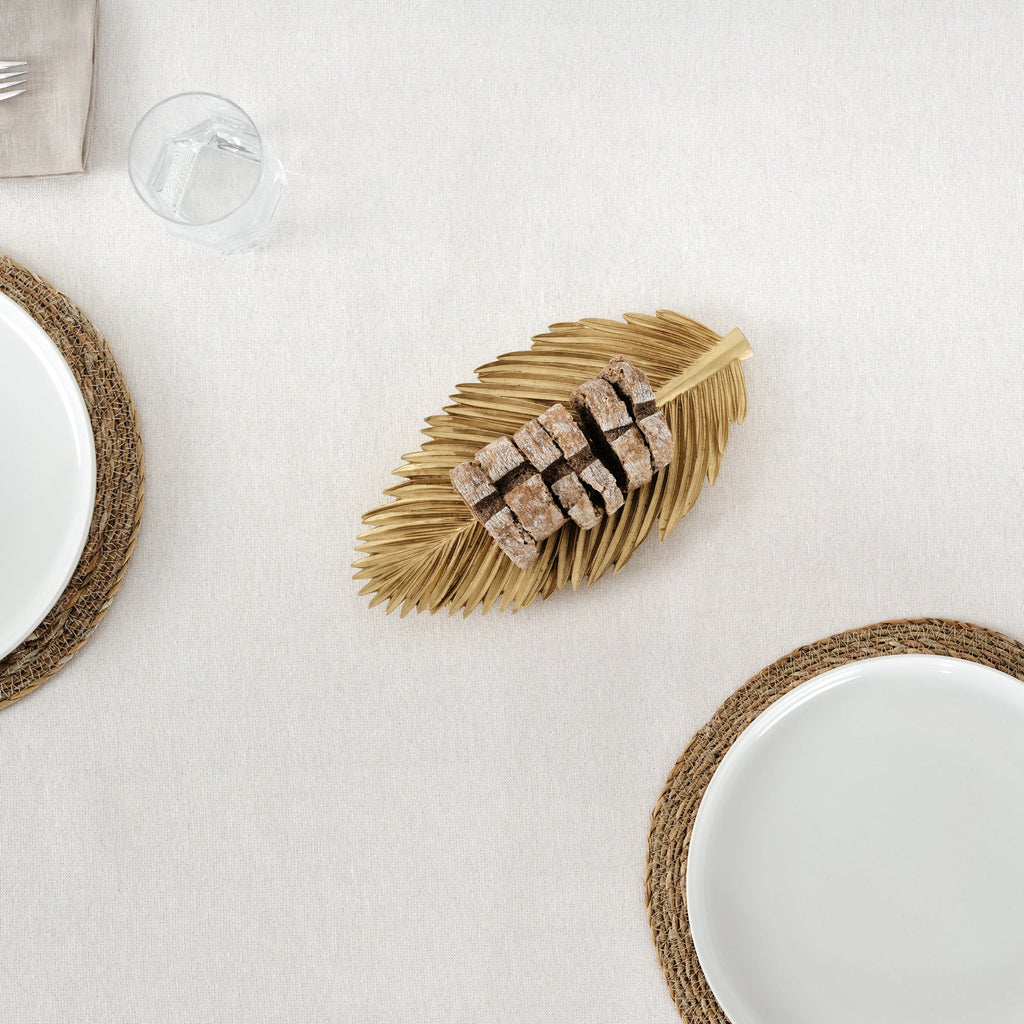 Waterproof stain-resistant cotton-lurex tablecloth, raw gold