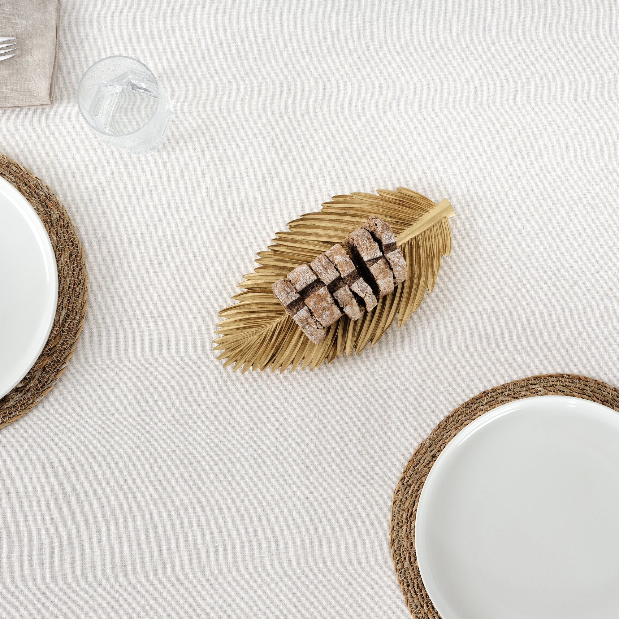 Waterproof stain-resistant cotton-lurex tablecloth, raw gold