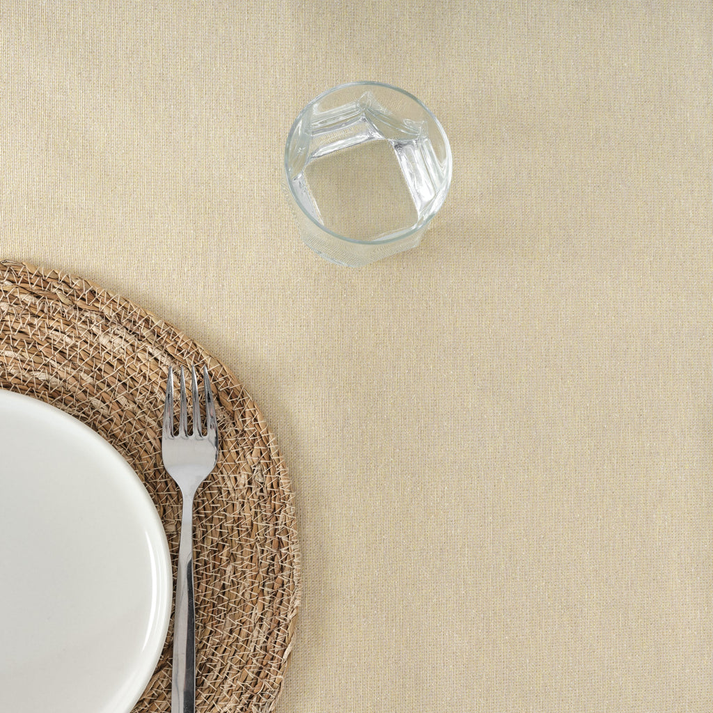 Waterproof stain-resistant cotton-lurex tablecloth, beige gold