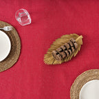 Waterproof stain-resistant cotton-lurex tablecloth Red Gold