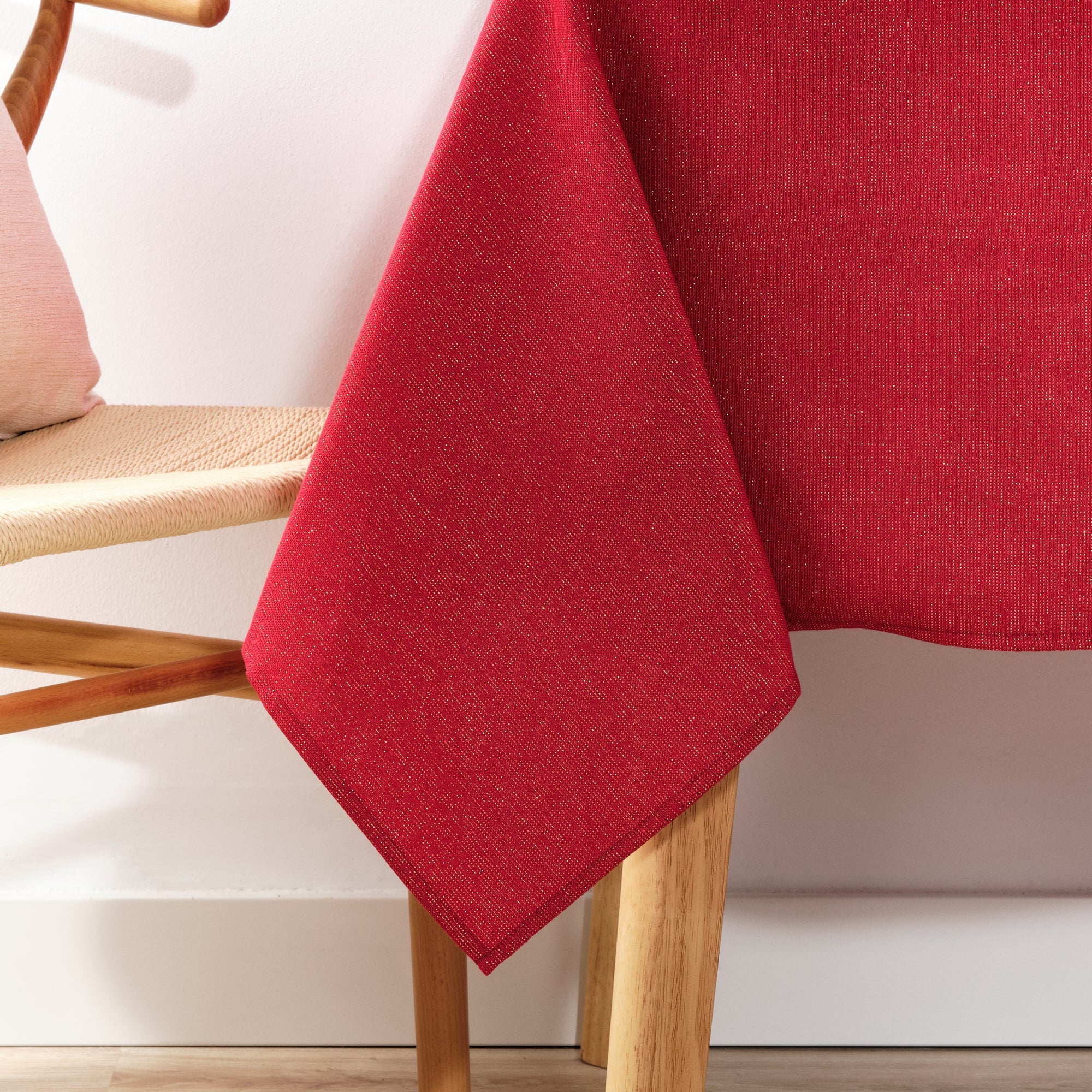 Waterproof stain-resistant cotton-lurex tablecloth Red Gold