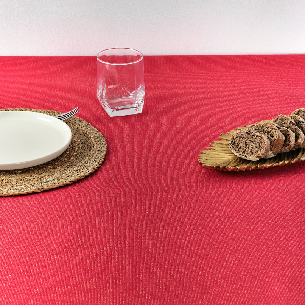 Waterproof stain-resistant cotton-lurex tablecloth Red Gold