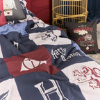 100% cotton duvet cover Hogwarts Blue Checkered