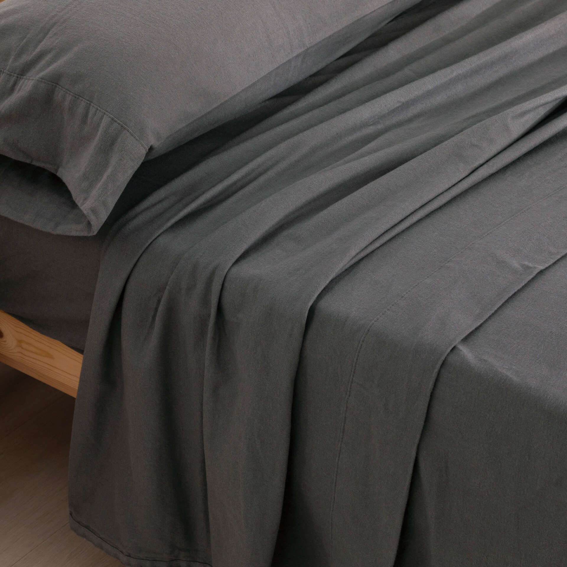 Anthracite Flannel Sheet Set 100% Cotton