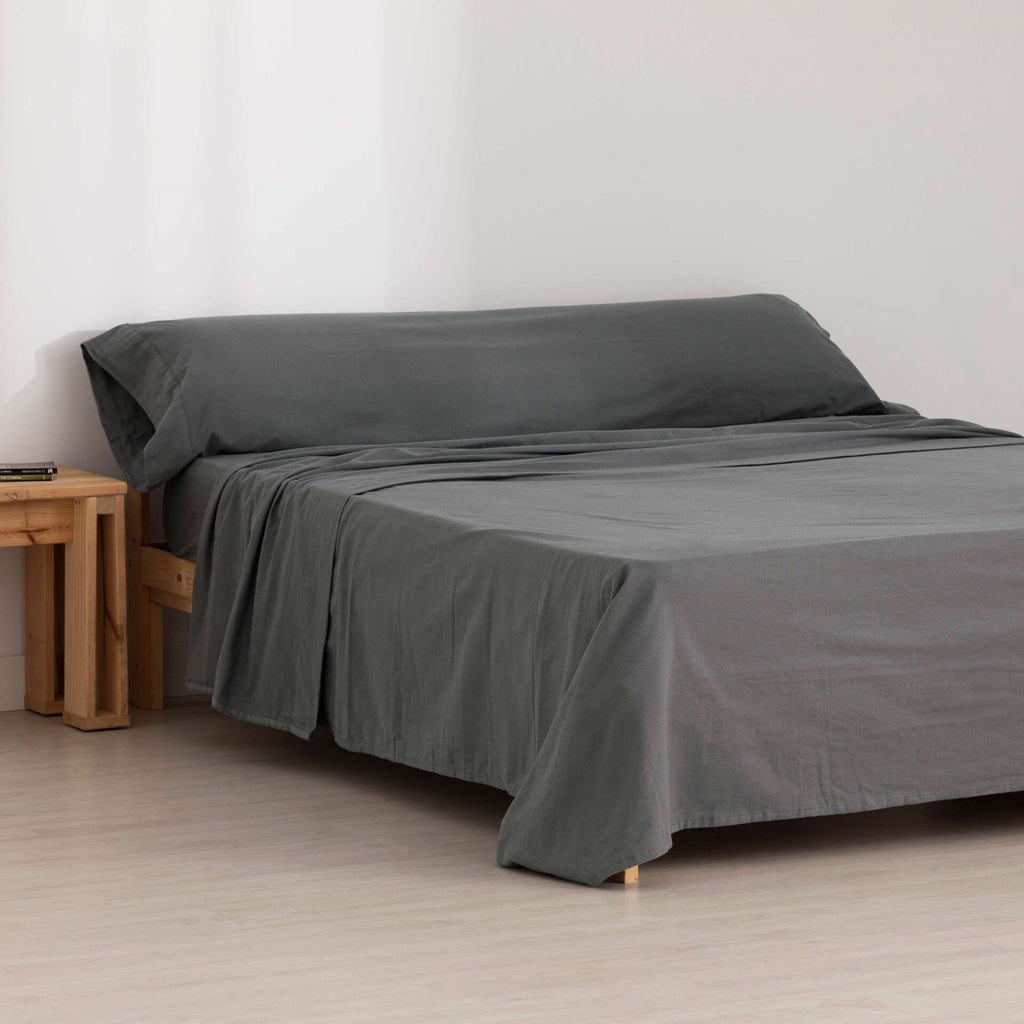 Anthracite Flannel Sheet Set 100% Cotton
