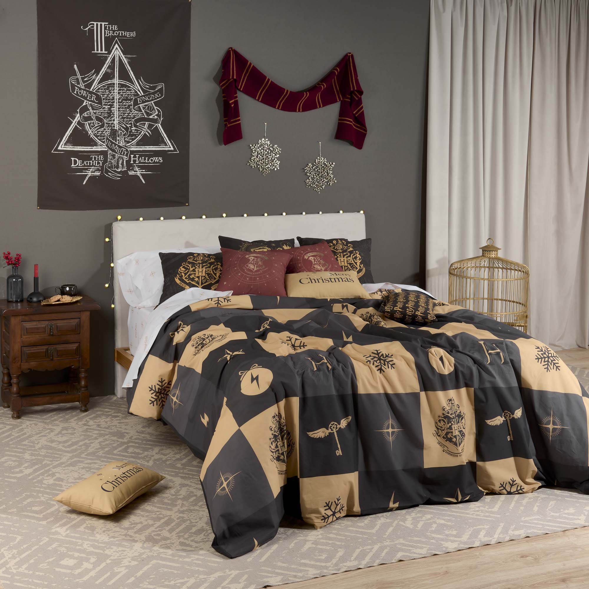 100% cotton duvet cover Hogwarts Christmas pictures