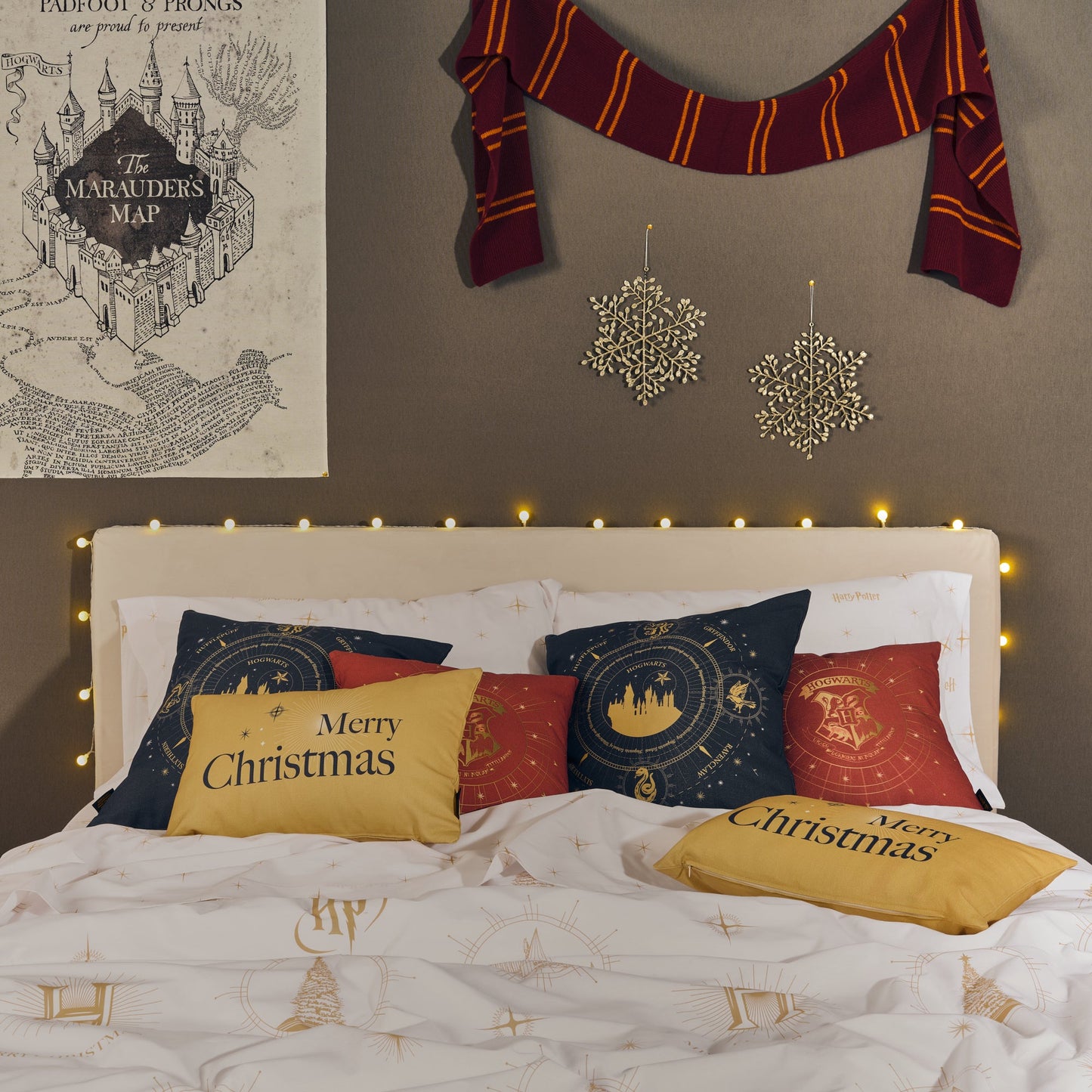 Funda nórdica 100% algodón Hogwarts Gold Christmas