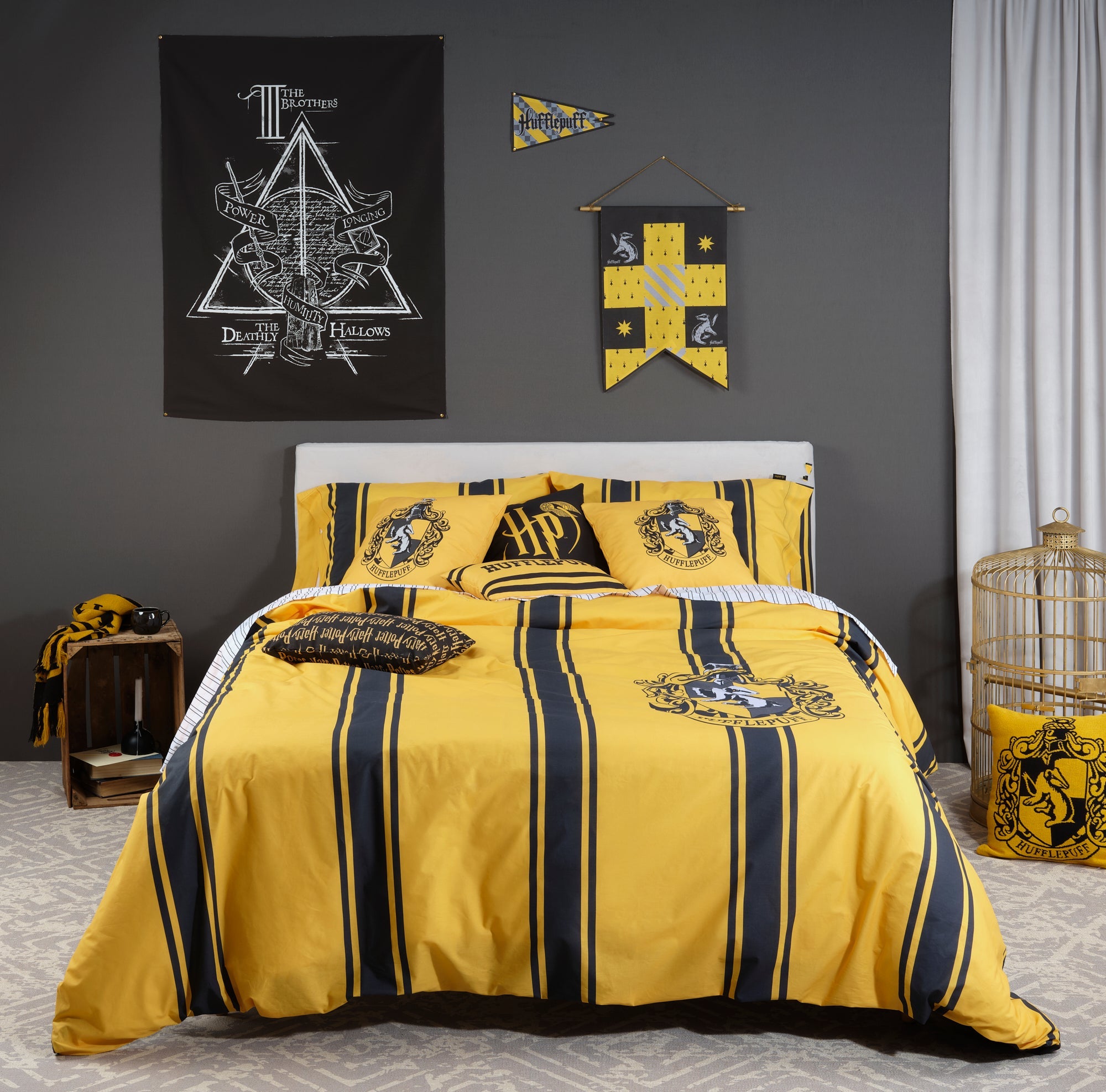 Duvet cover 100% cotton Hufflepuff stripes