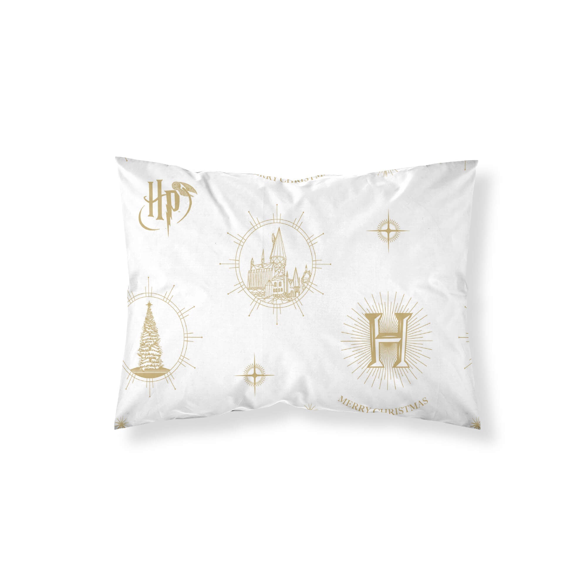 100% Cotton Hogwarts Gold Christmas Pillowcase