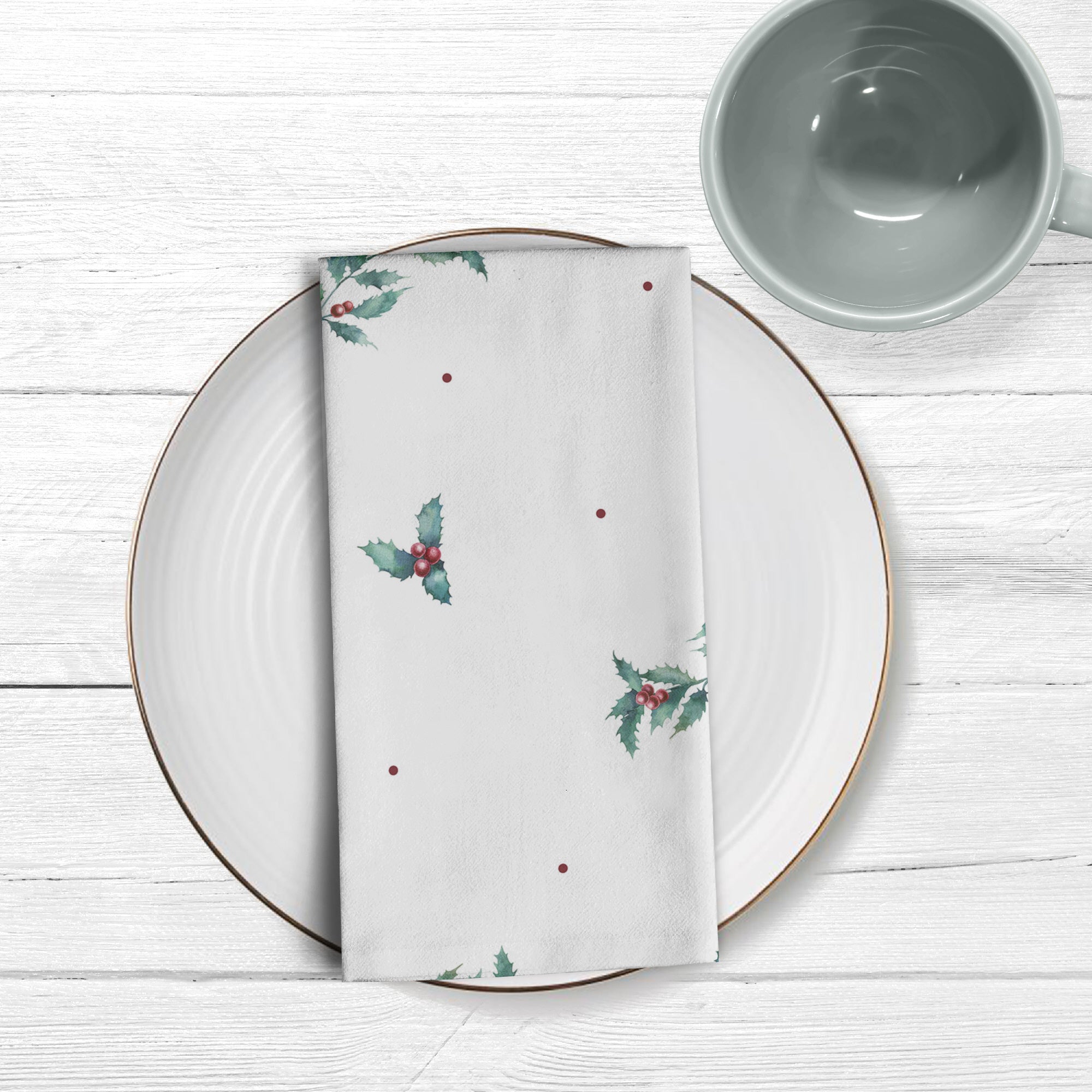 Serviettes 100% coton paquet de 2 unités Blanc Noël 2