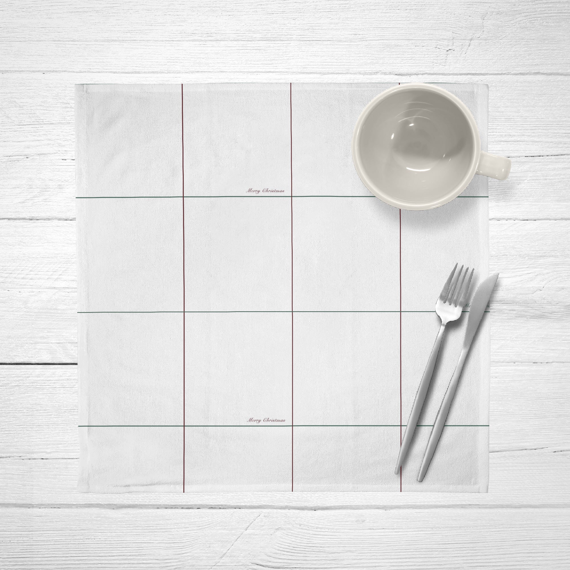 Serviettes 100% coton paquet de 2 unités Blanc Noël 3