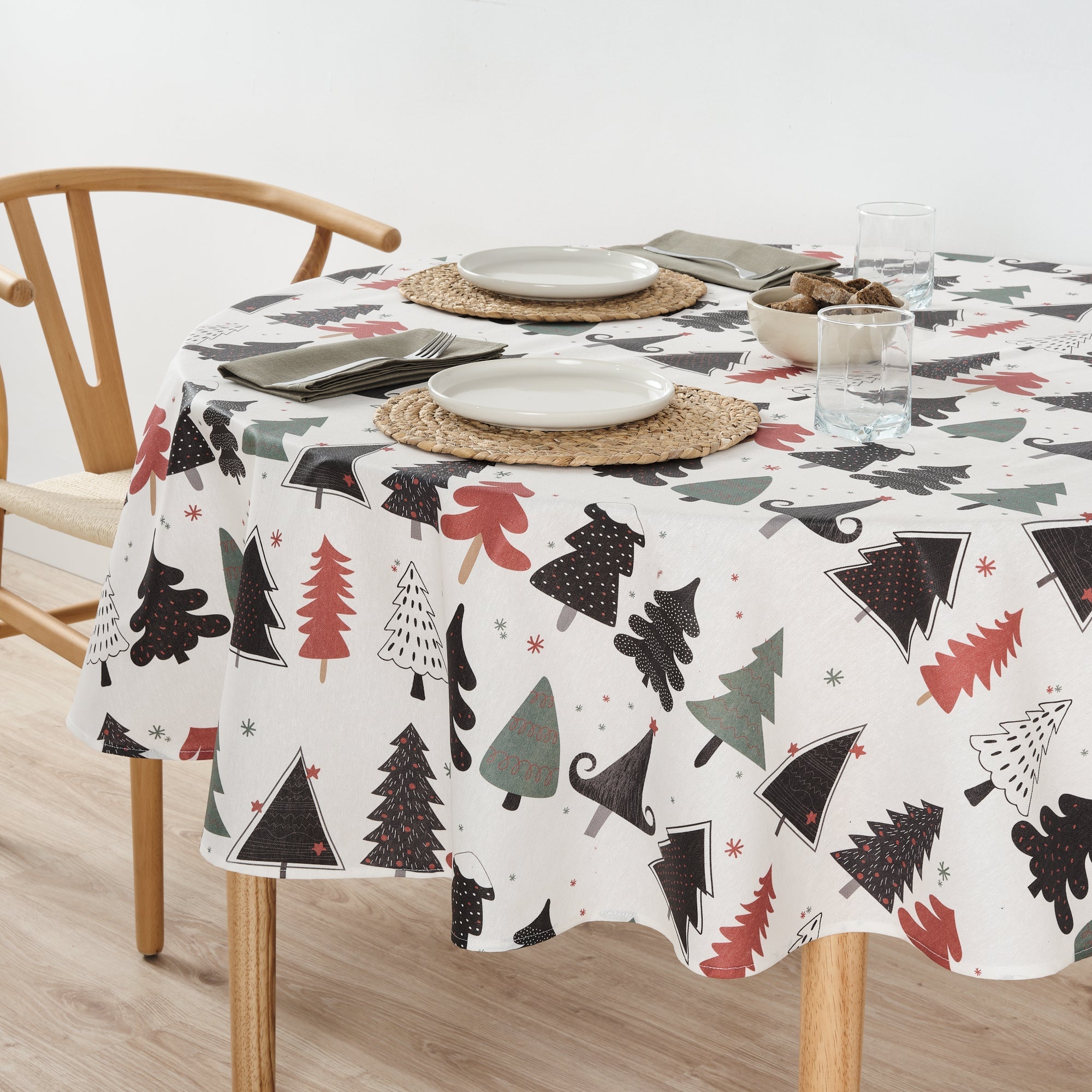 Round stain-resistant tablecloth Merry Christmas 14