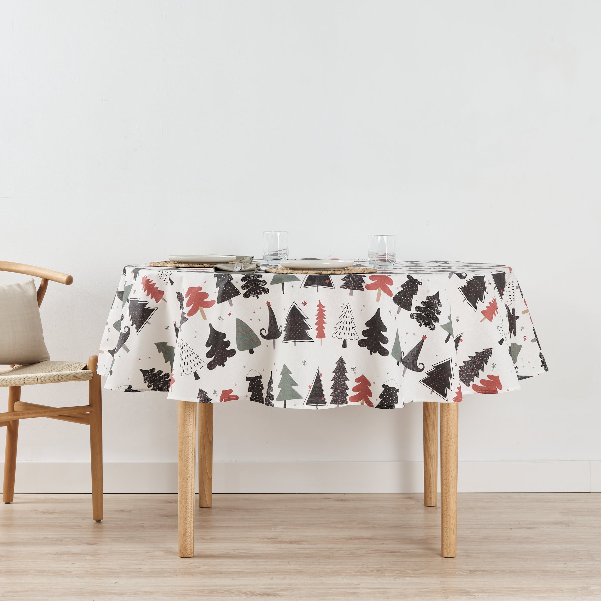 Round stain-resistant tablecloth Merry Christmas 14