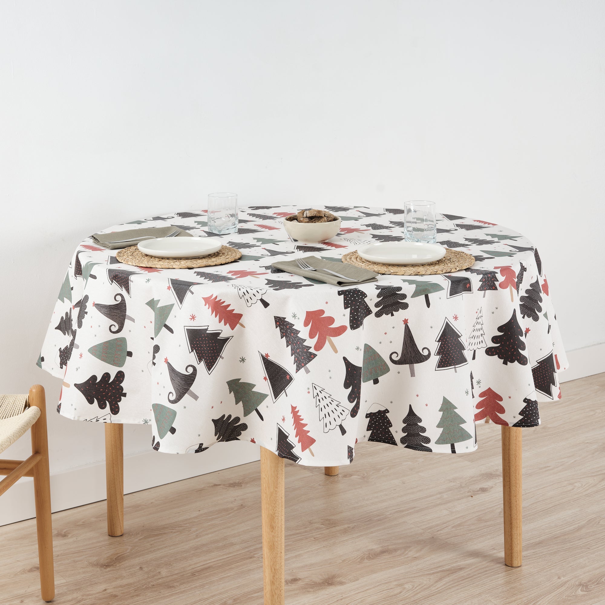 Round stain-resistant tablecloth Merry Christmas 14