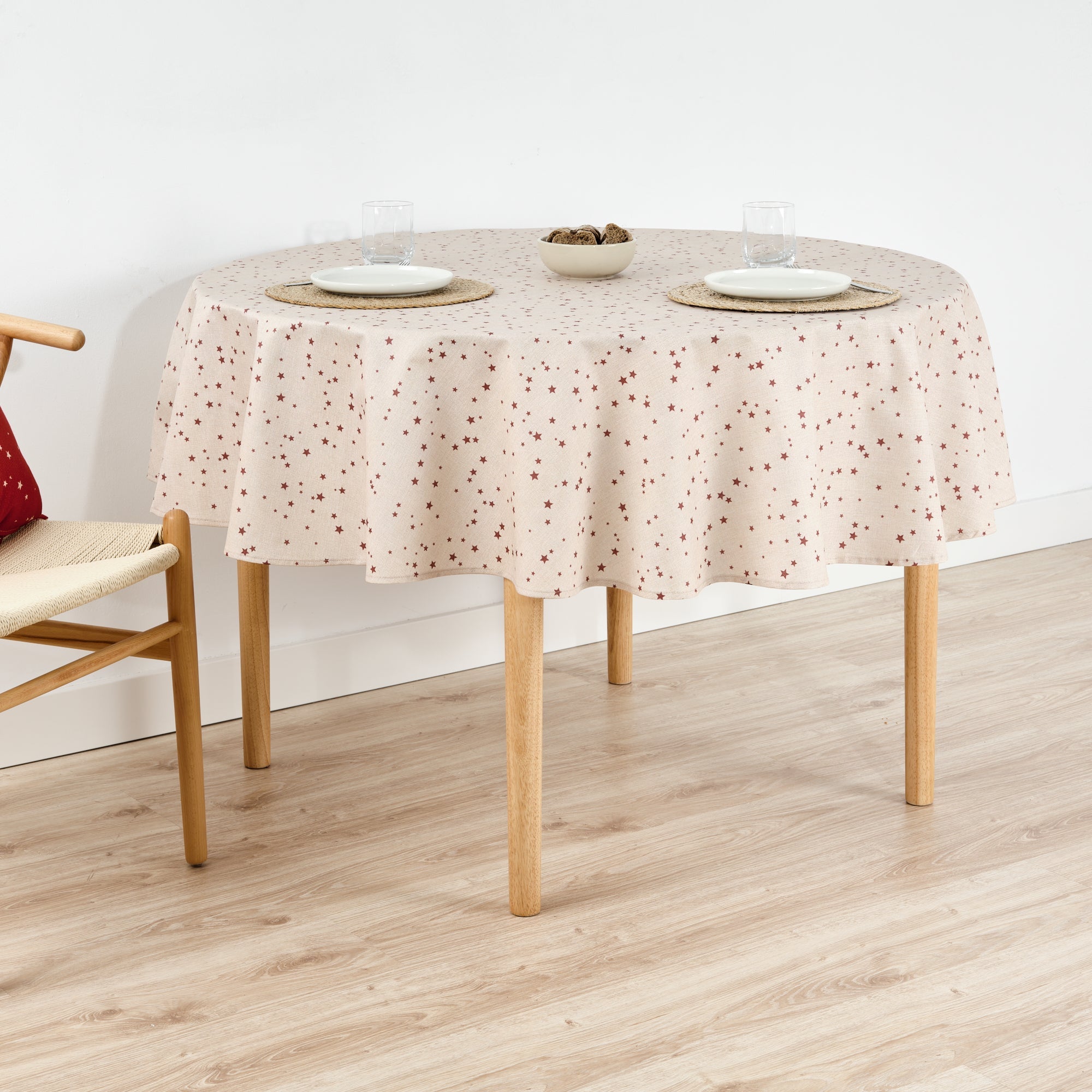 Round stain-resistant tablecloth Merry Christmas 23