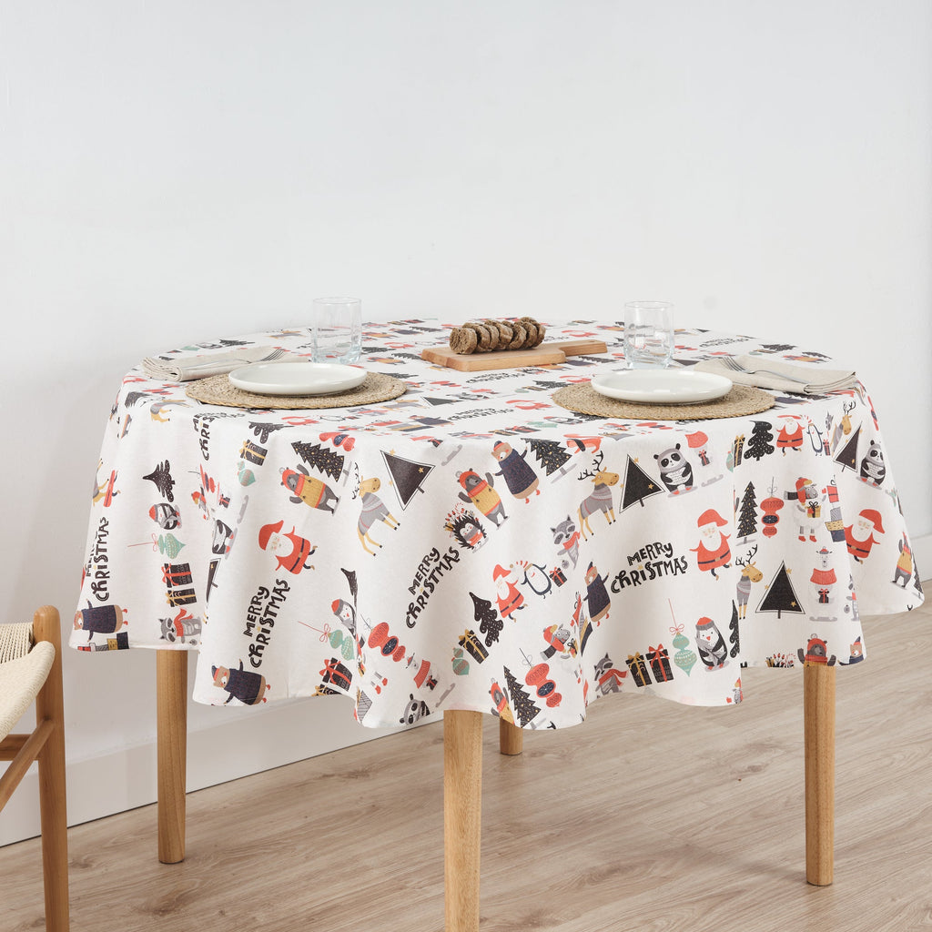 Noel 5 stain-resistant round tablecloth