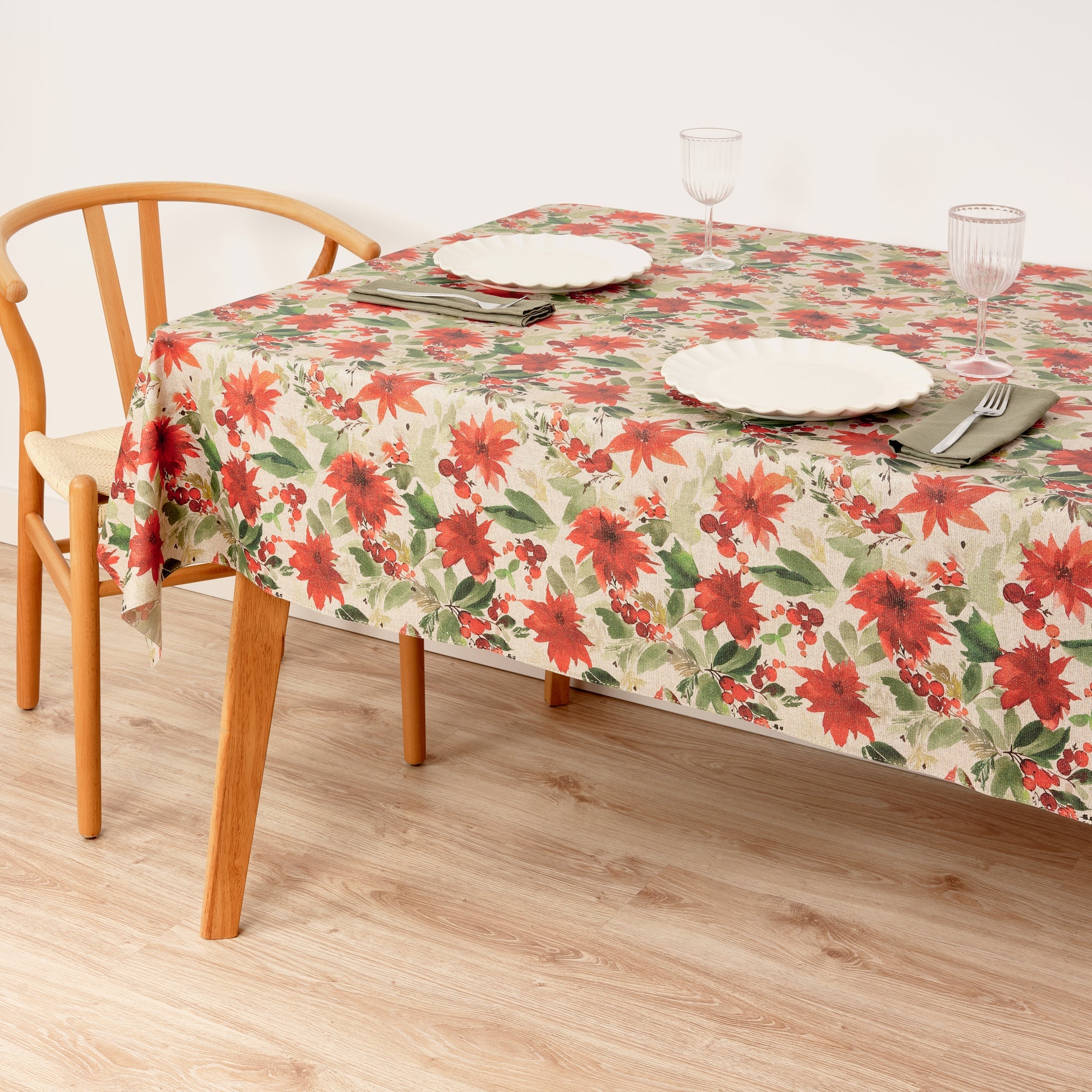 Merry Christmas 48 Lurex fabric tablecloth
