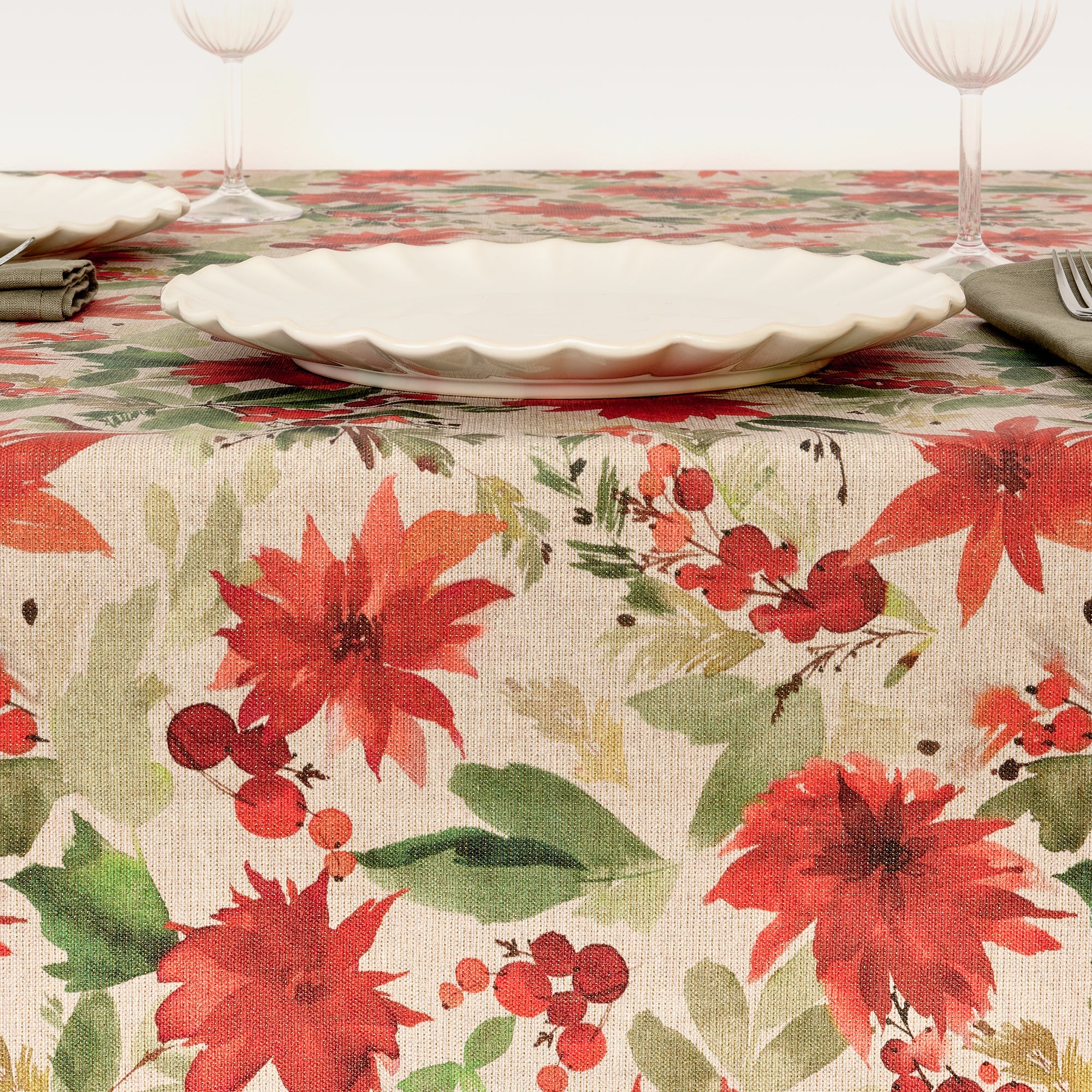 Merry Christmas 48 Lurex fabric tablecloth