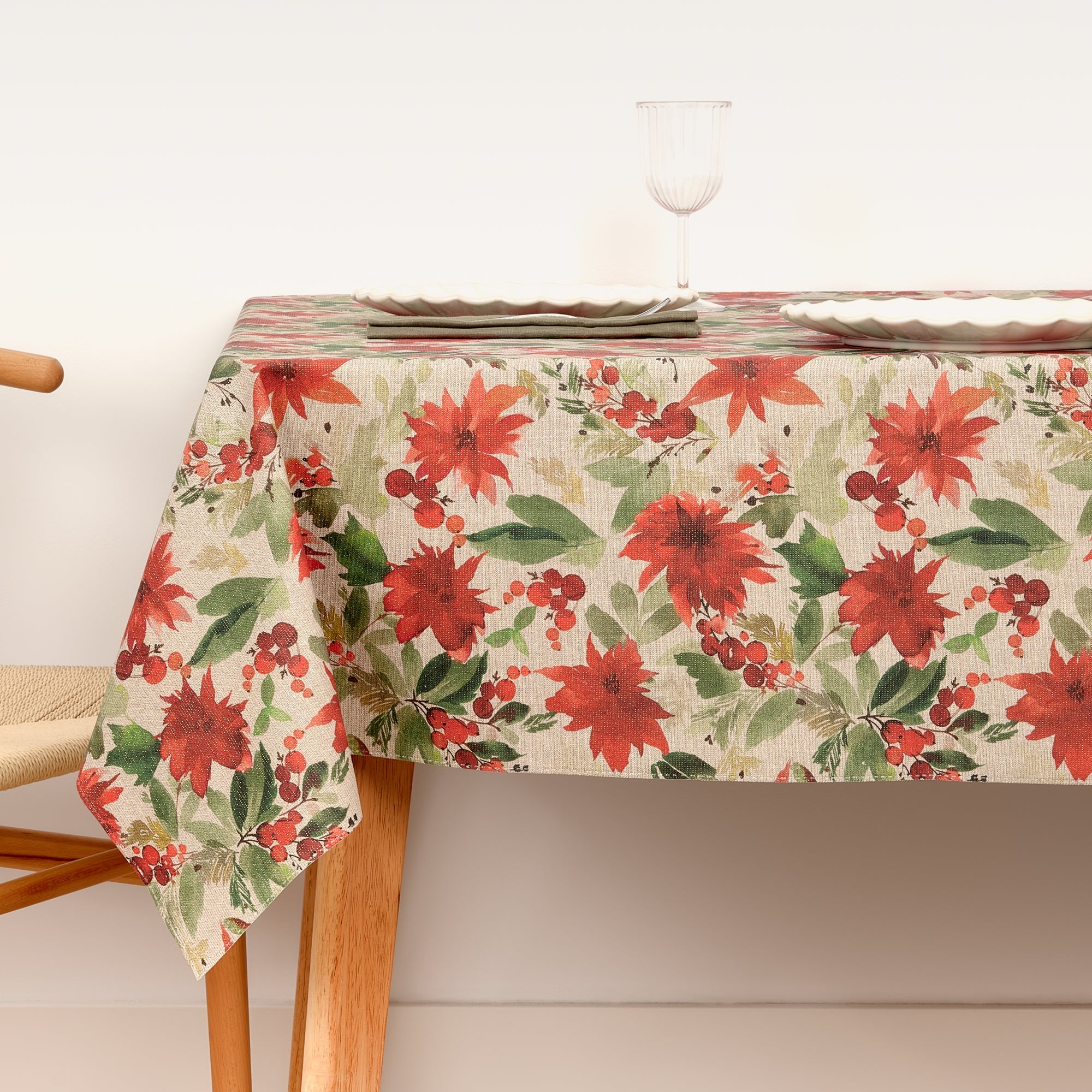 Merry Christmas 48 Lurex fabric tablecloth