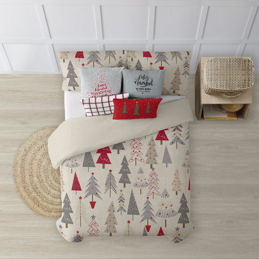 Housse de couette à clics réversibles Velours Joyeux Noël 31