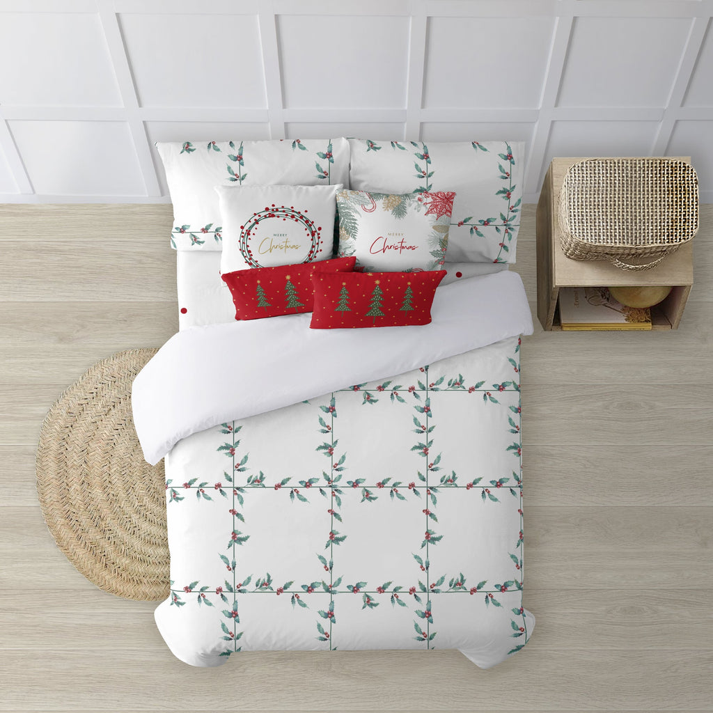 Housse de couette à clics réversibles Velours Blanc Noël 1