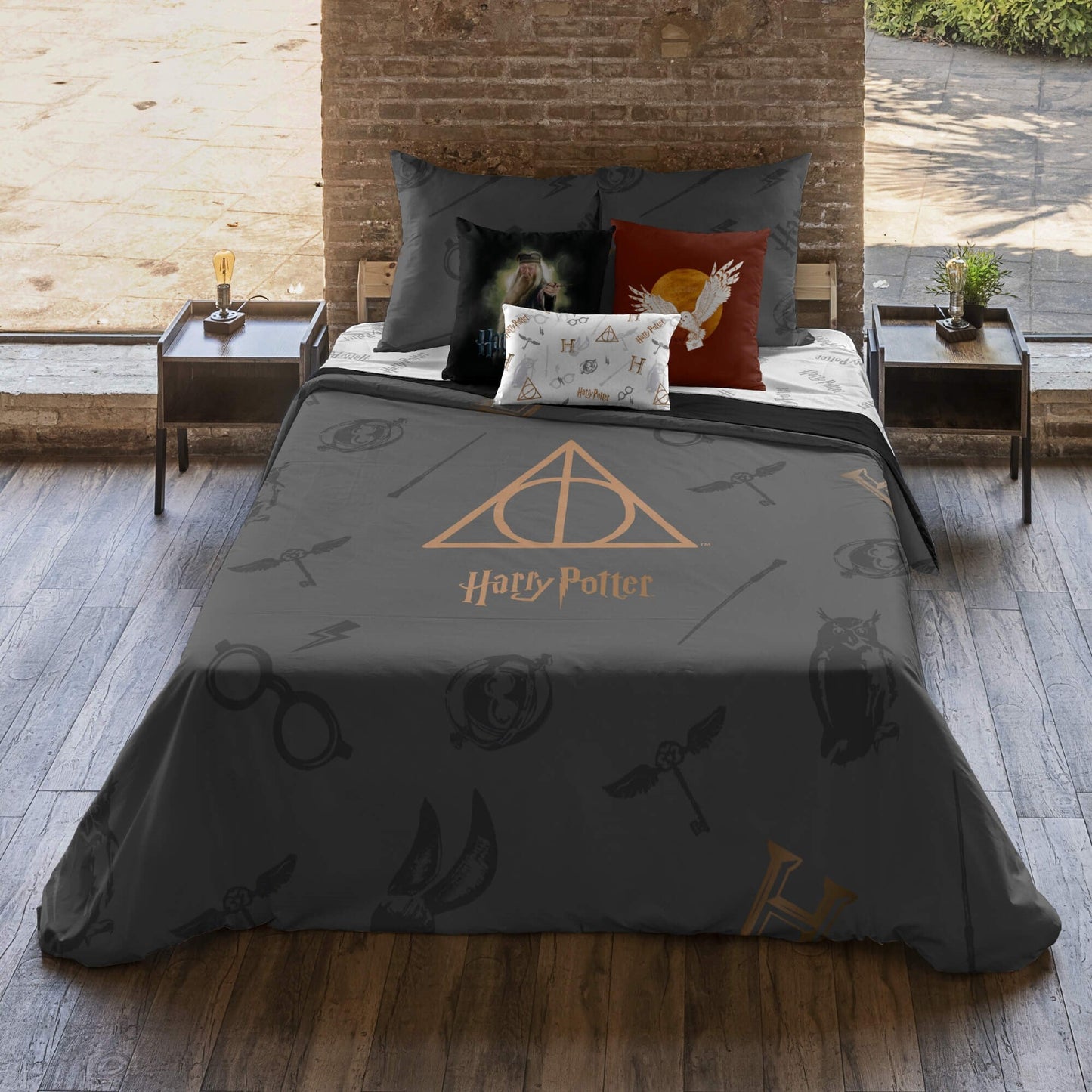 Funda nórdica Harry Potter microsatén Deathly Hallows