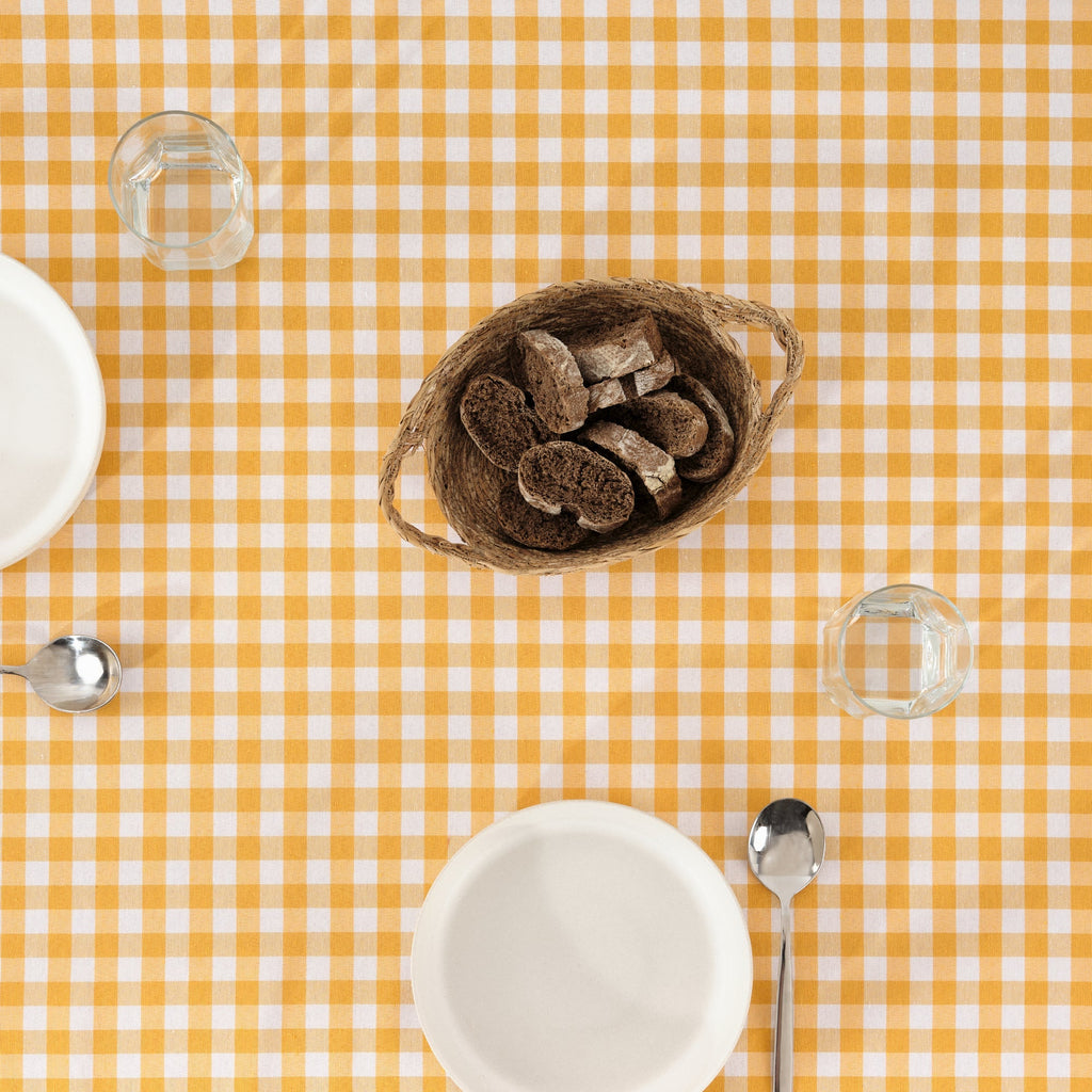 Nappe Vichy imperméable antitache Toucher tissu jaune