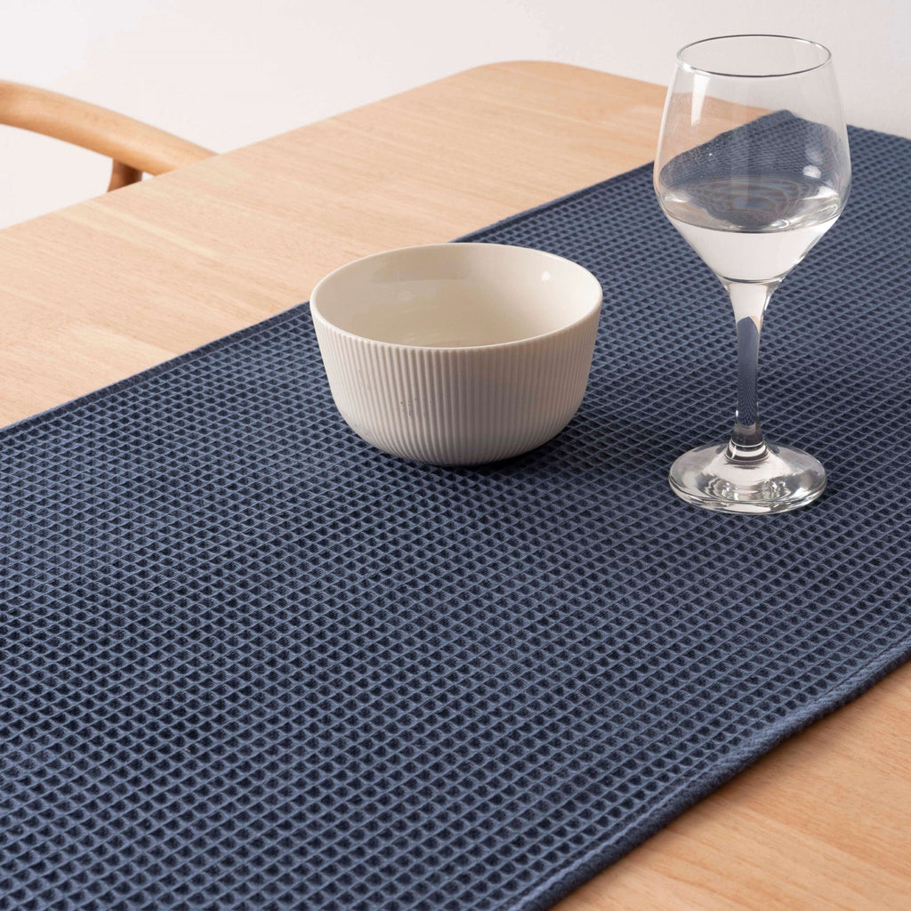 Waffle Blue Majolica Table Runner 45x140 cm