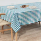 Nappe Vichy imperméable antitache Toucher tissu bleu clair