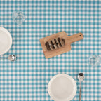 Nappe Vichy imperméable antitache Toucher tissu bleu clair