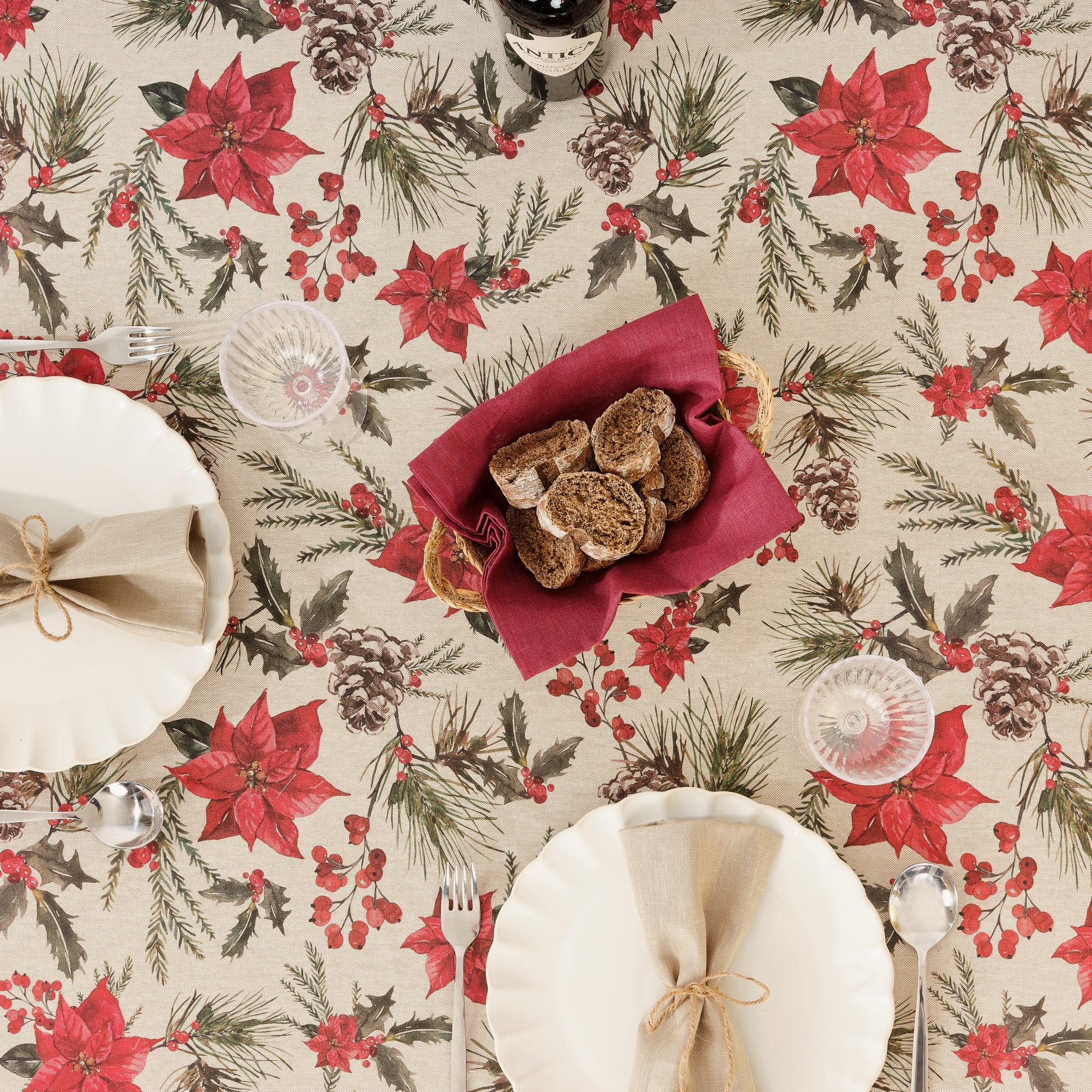 Christmas Flower fabric tablecloth 1