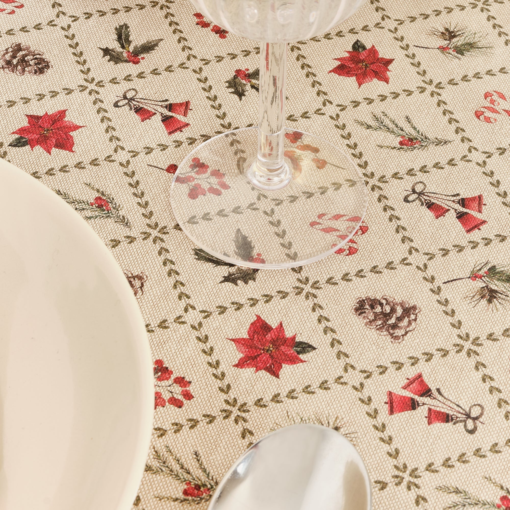 Christmas Flower 2 fabric tablecloth