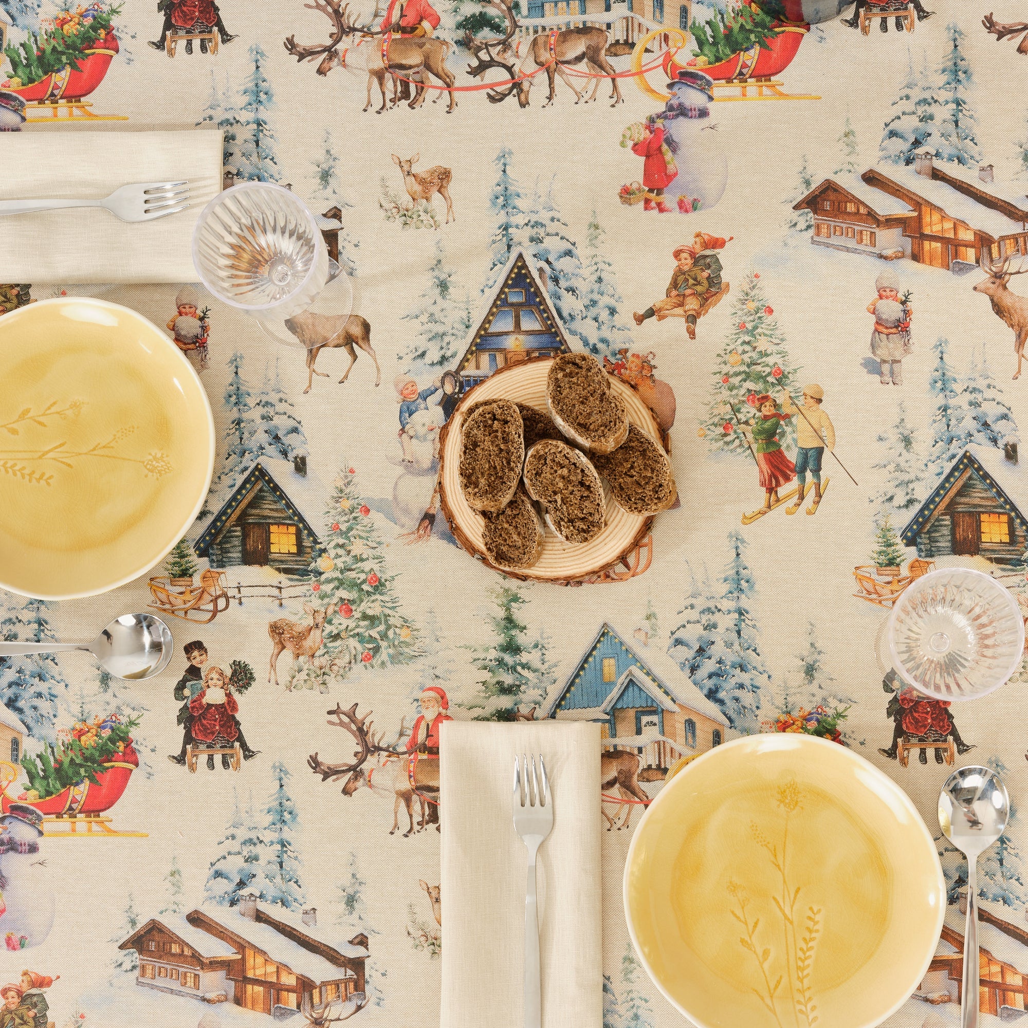 Christmas Landscape fabric tablecloth 1