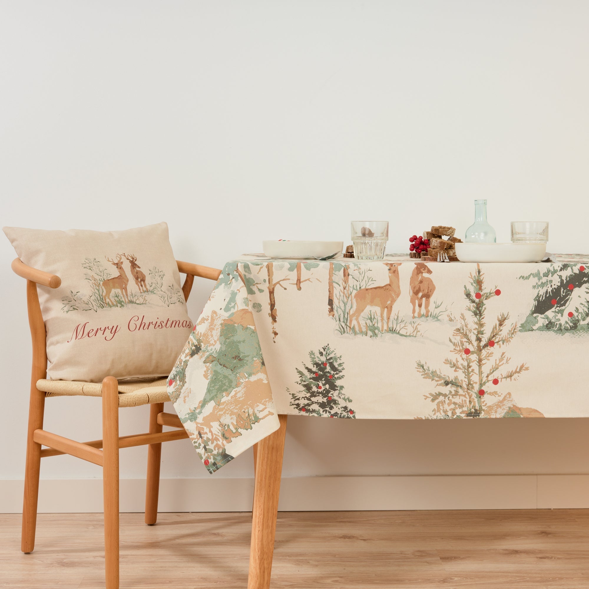 Christmas Deer Fabric Tablecloth