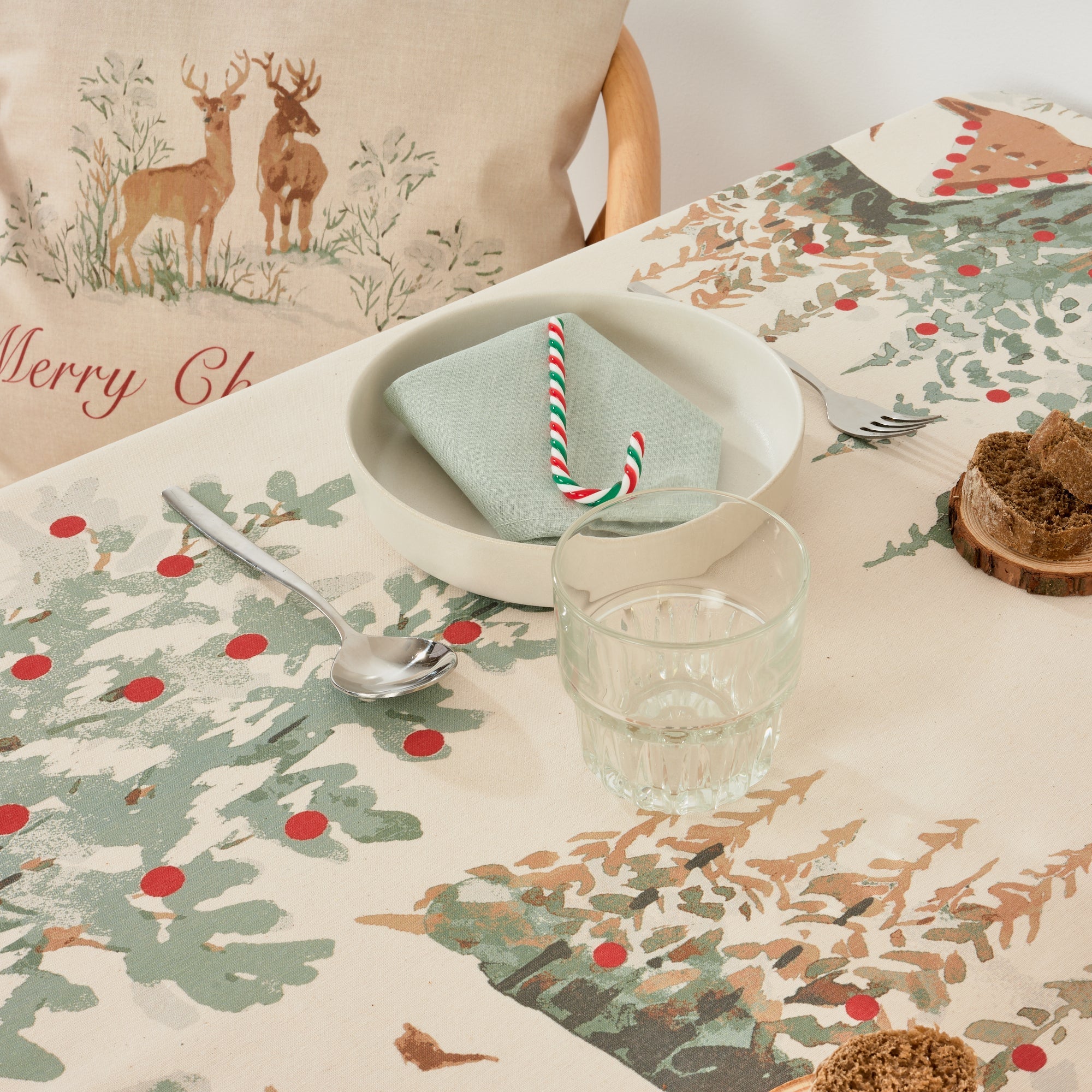 Christmas Deer Fabric Tablecloth