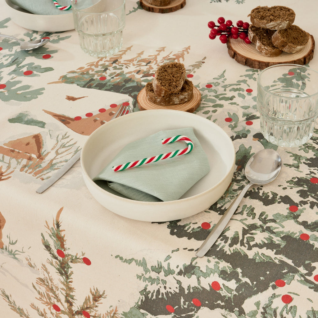 Christmas Deer Fabric Tablecloth