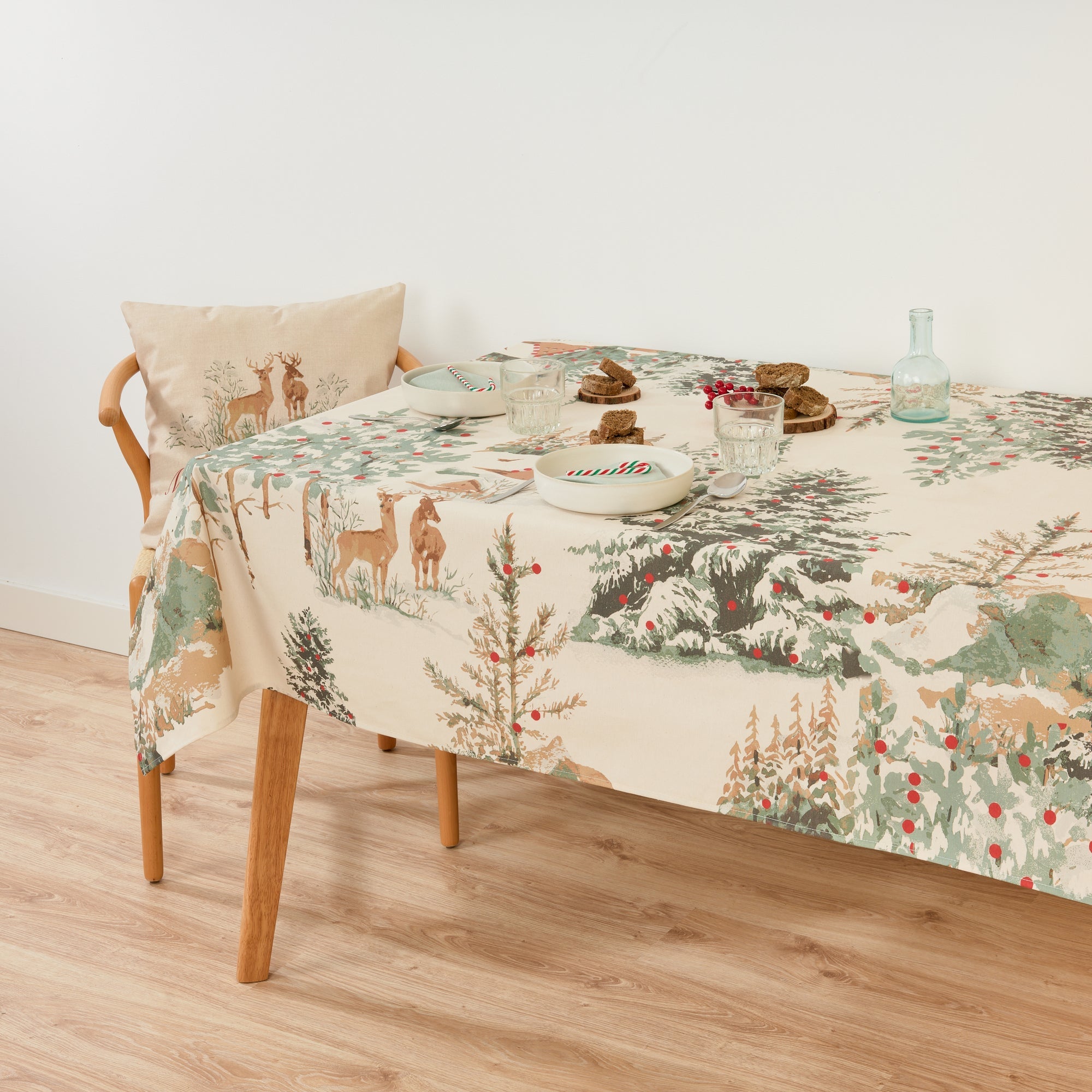 Christmas Deer Fabric Tablecloth