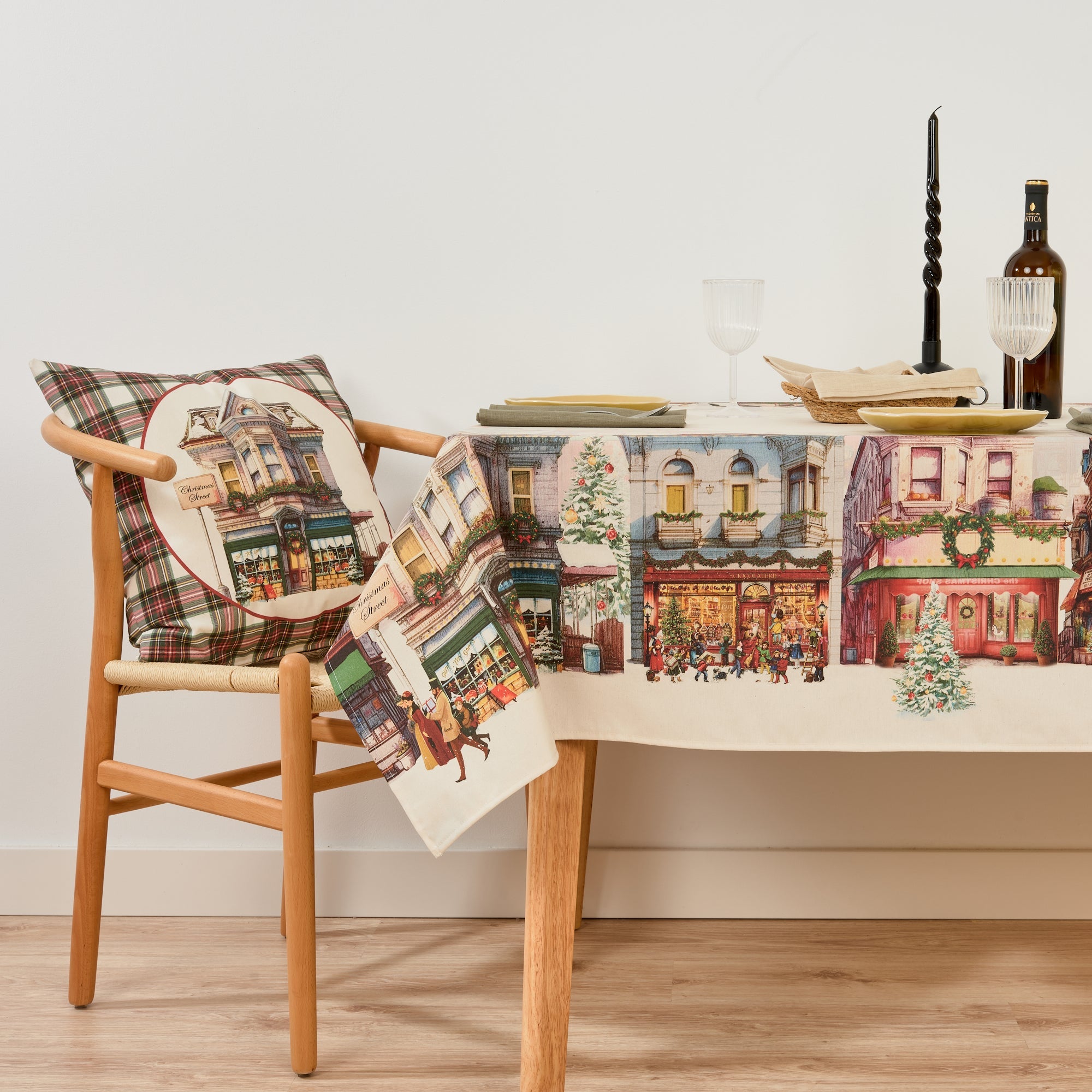 Christmas City fabric tablecloth