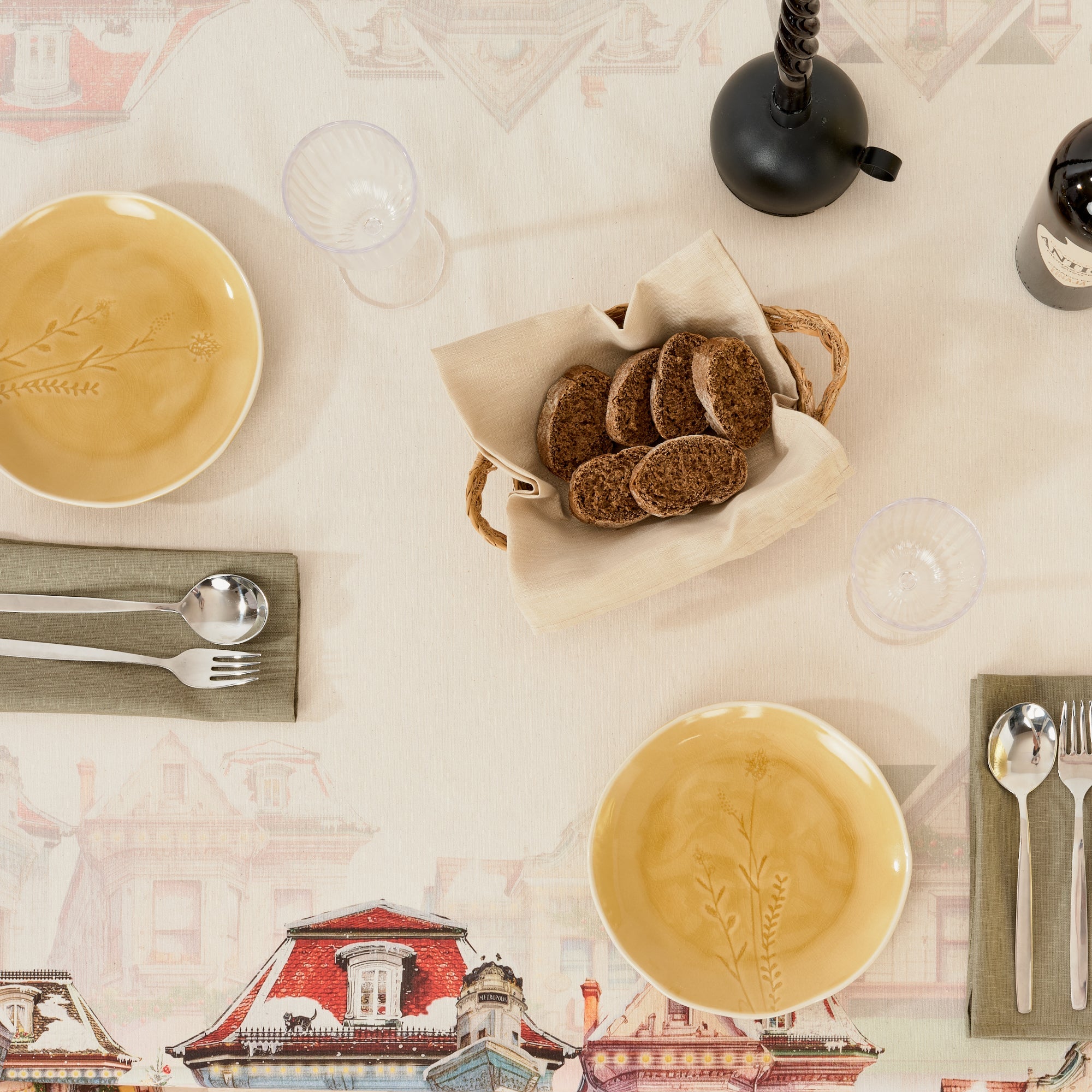 Christmas City fabric tablecloth