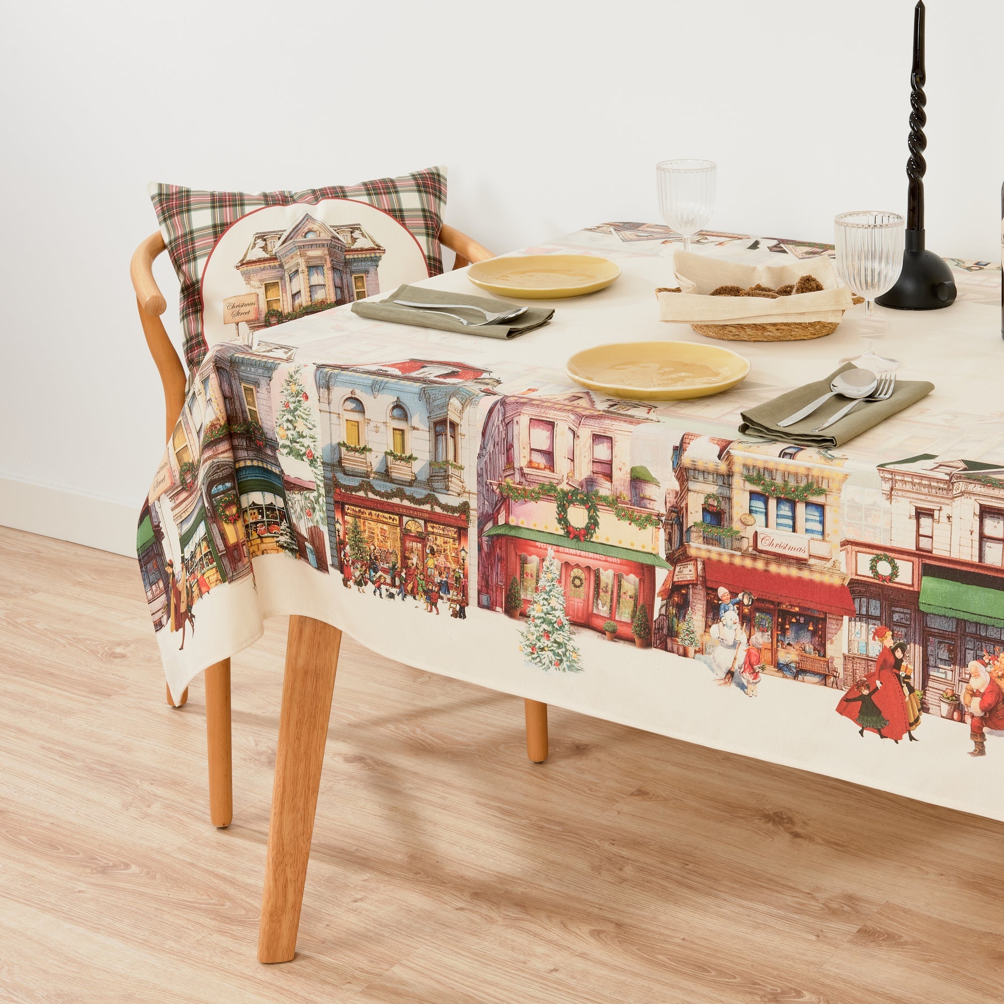Christmas City fabric tablecloth
