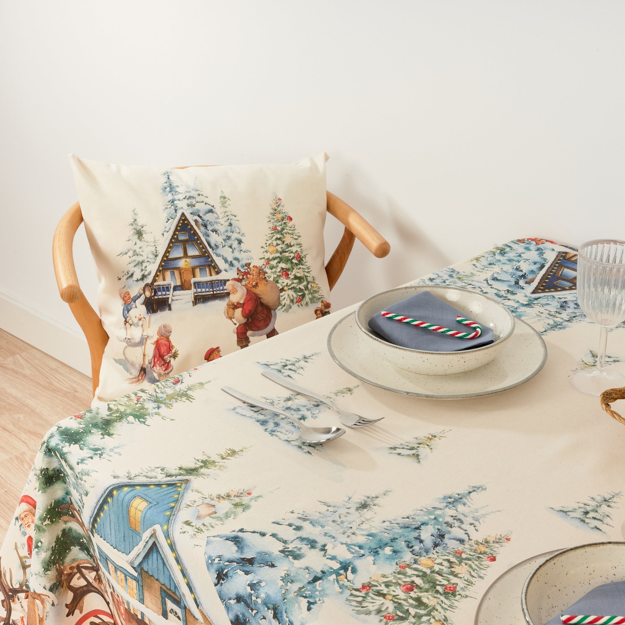 Christmas Landscape fabric tablecloth