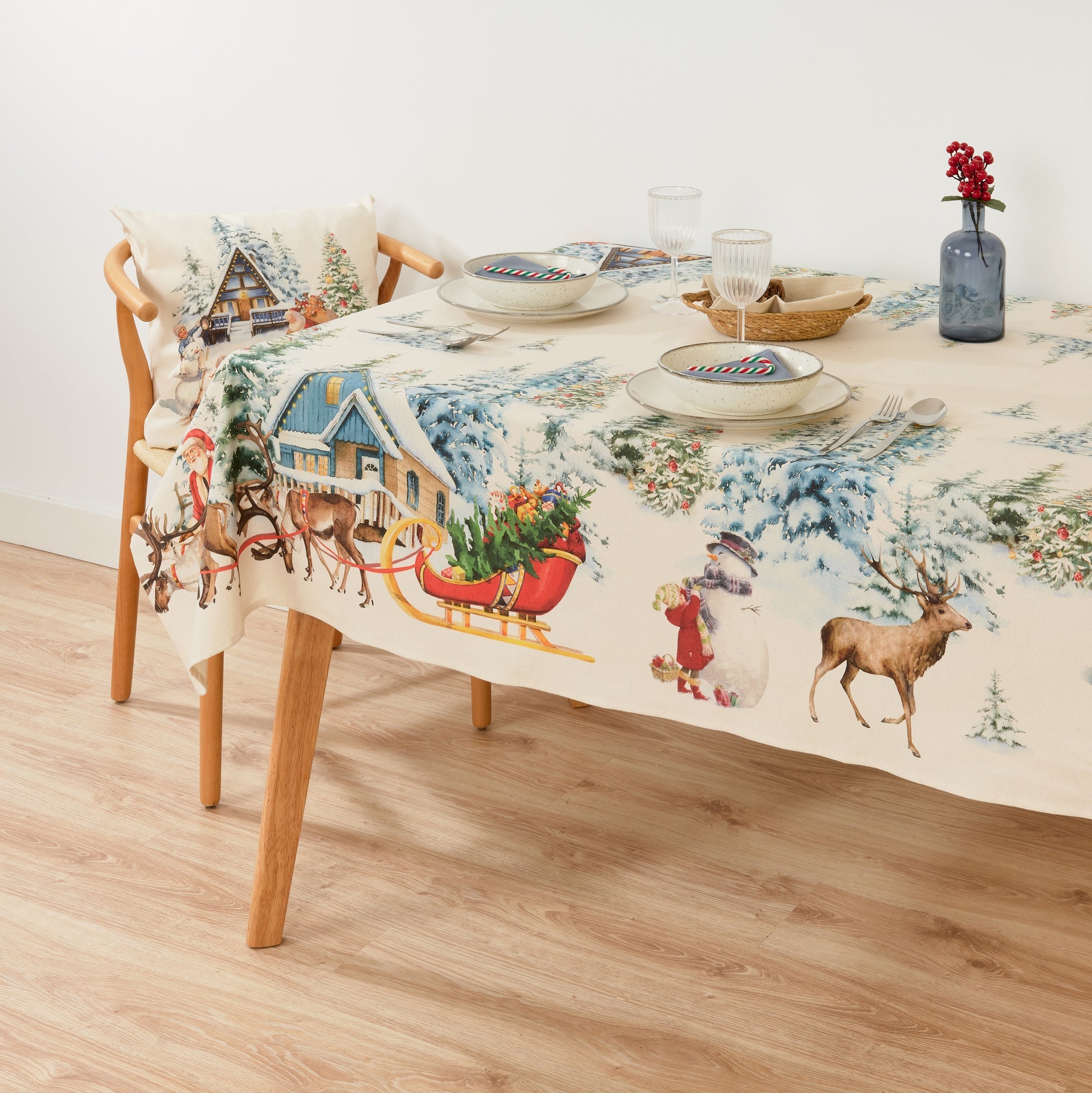 Christmas Landscape fabric tablecloth