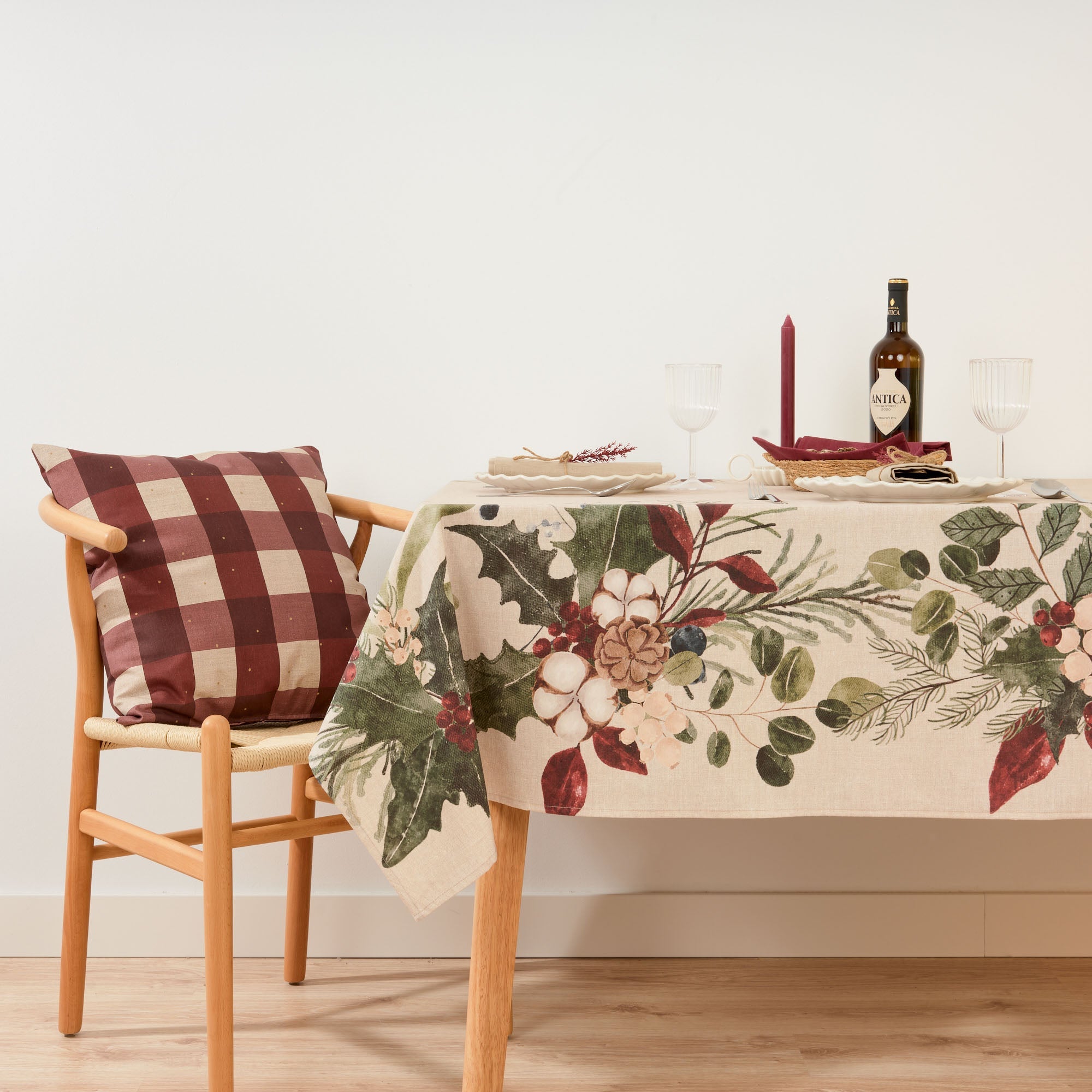 Christmas Mistletoe Fabric Tablecloth