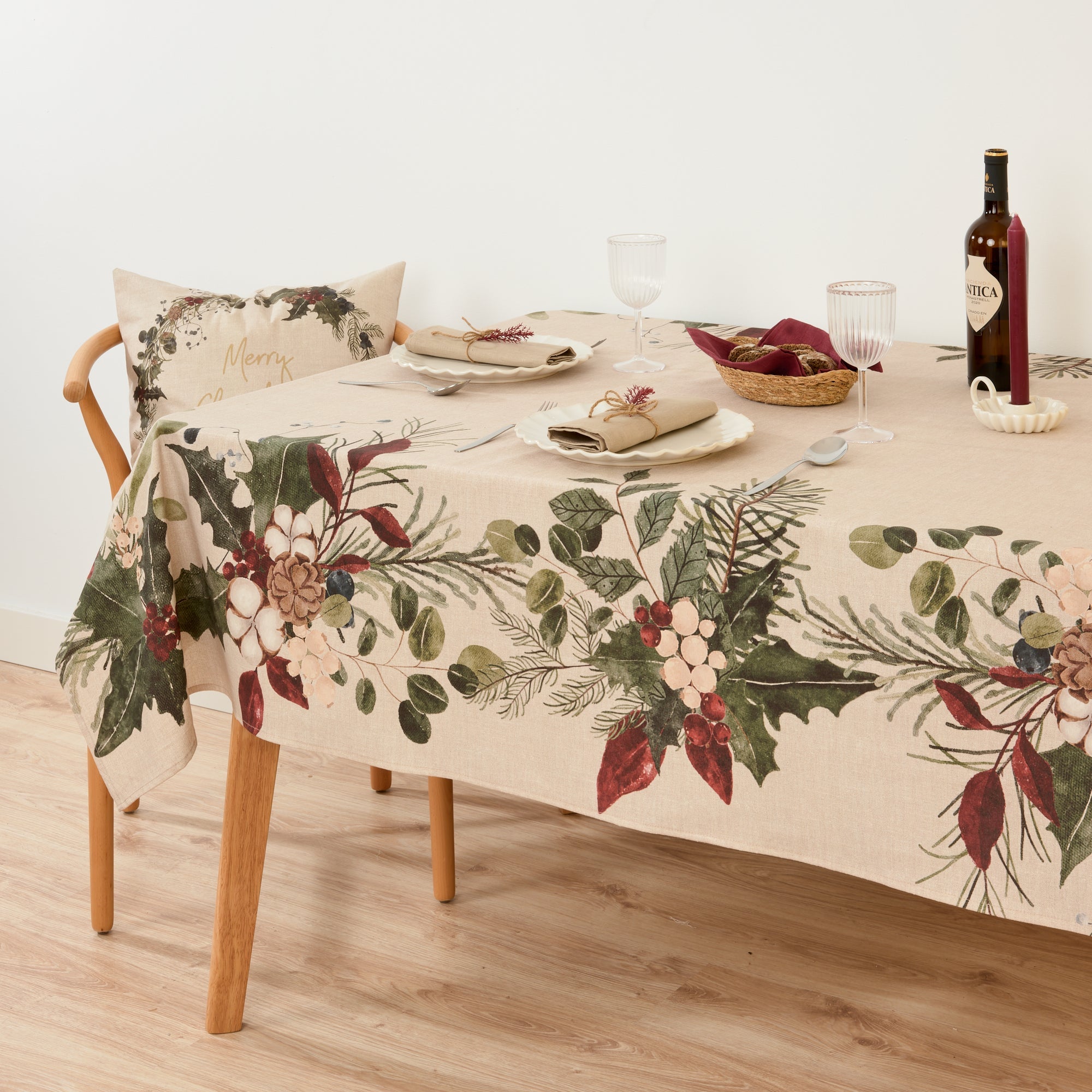 Christmas Mistletoe Fabric Tablecloth