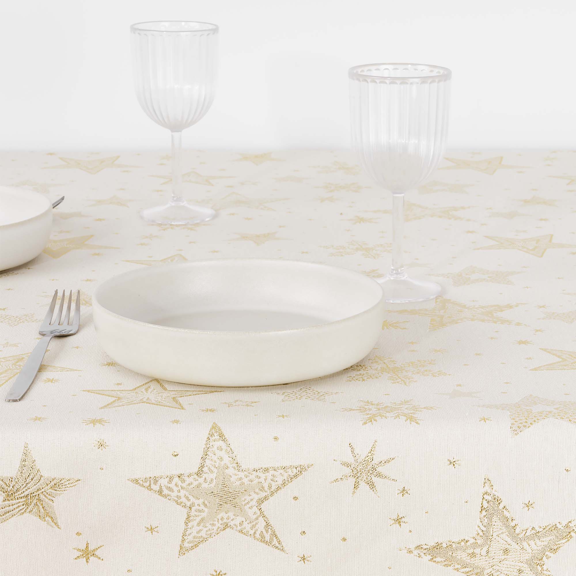 Jacquard tablecloth 31114A Natural Gold Lurex