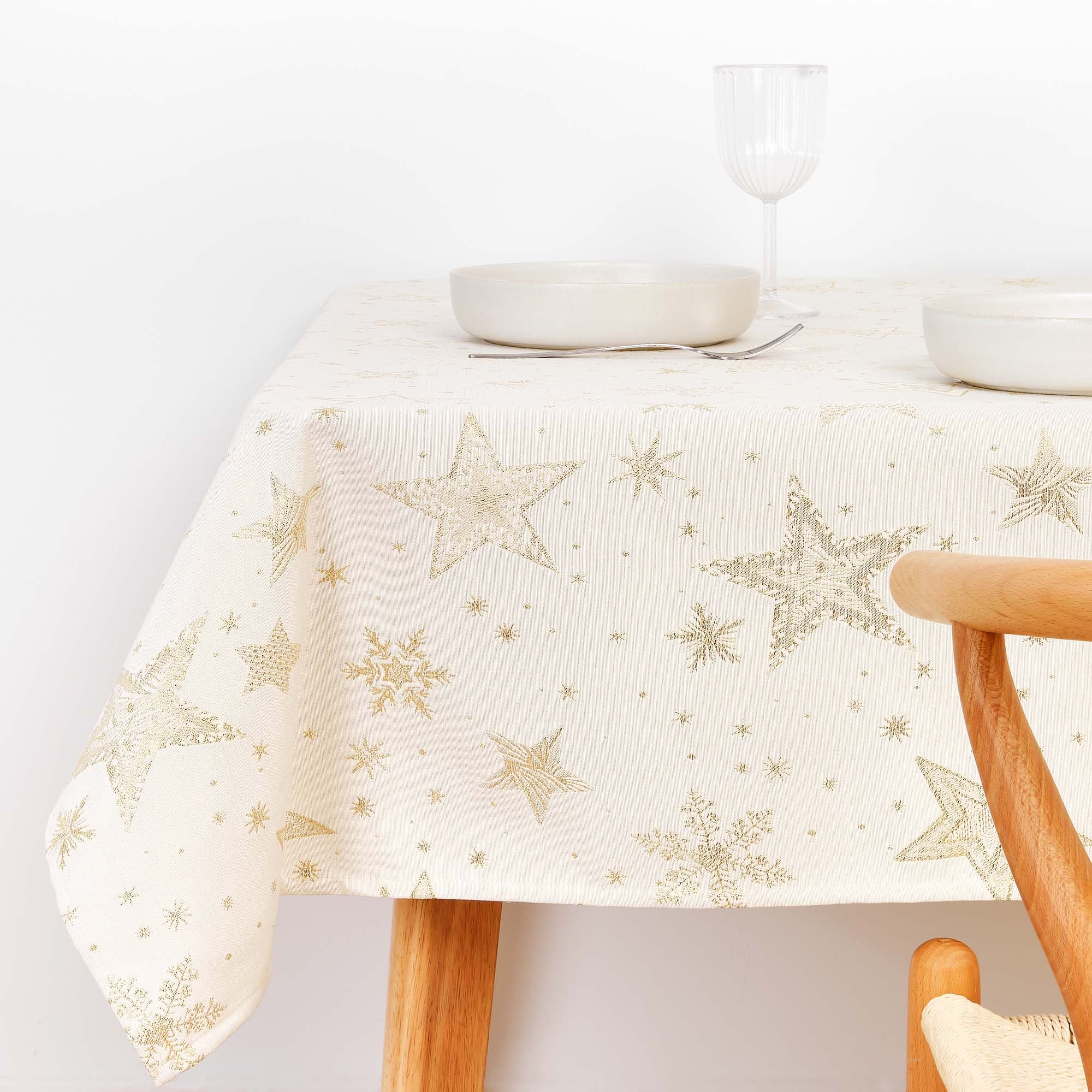 Jacquard tablecloth 31114A Natural Gold Lurex