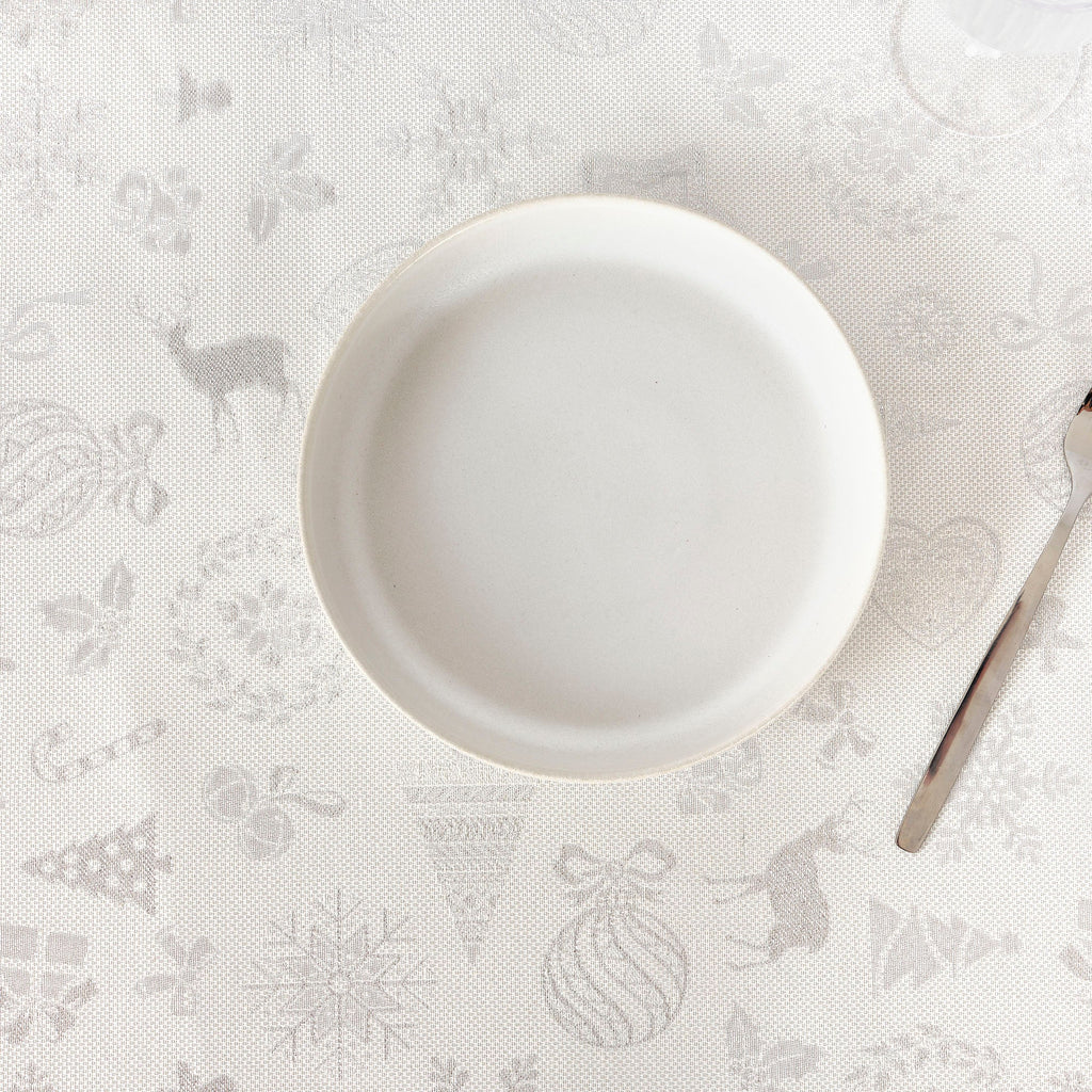 Jacquard tablecloth R22119 Natural Silver Lurex