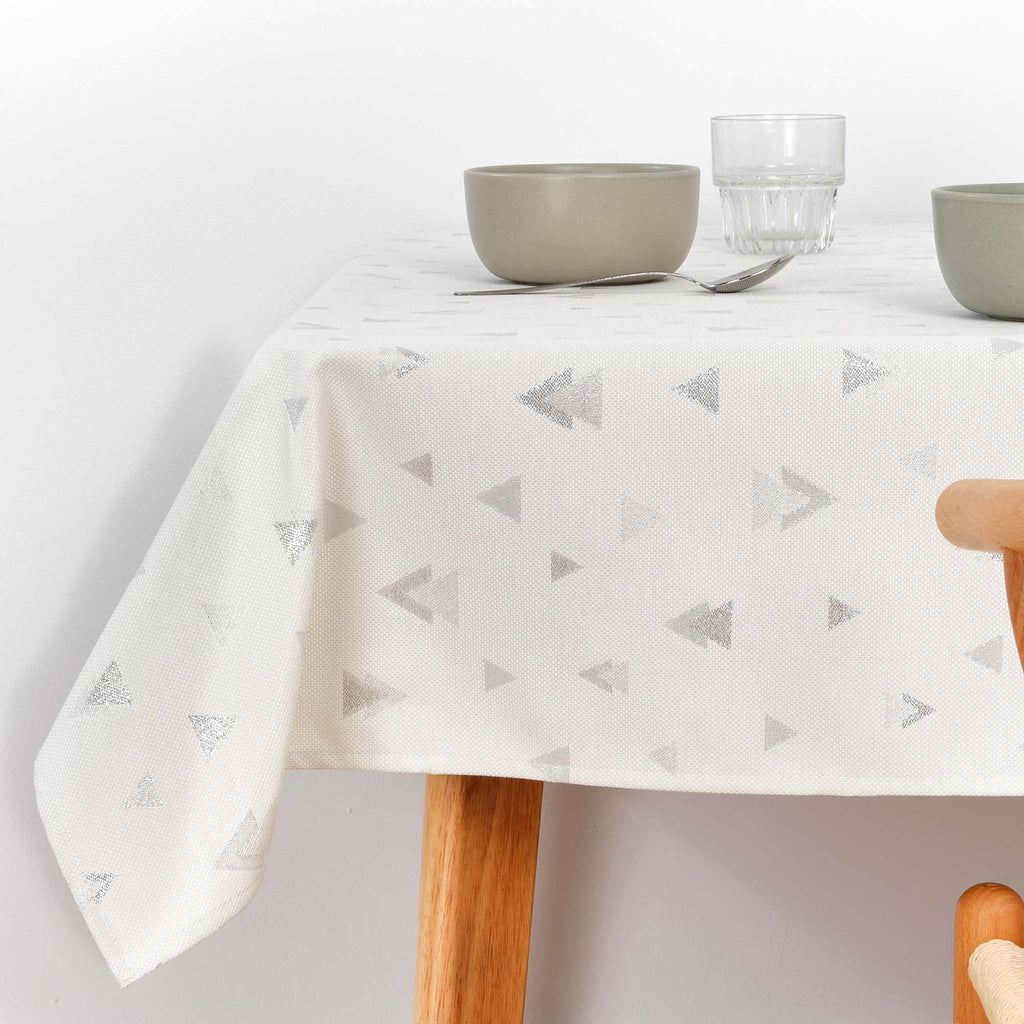 Mantel tacto tela jacquard Navidad Astroni Lurex R22120 Natural Plata